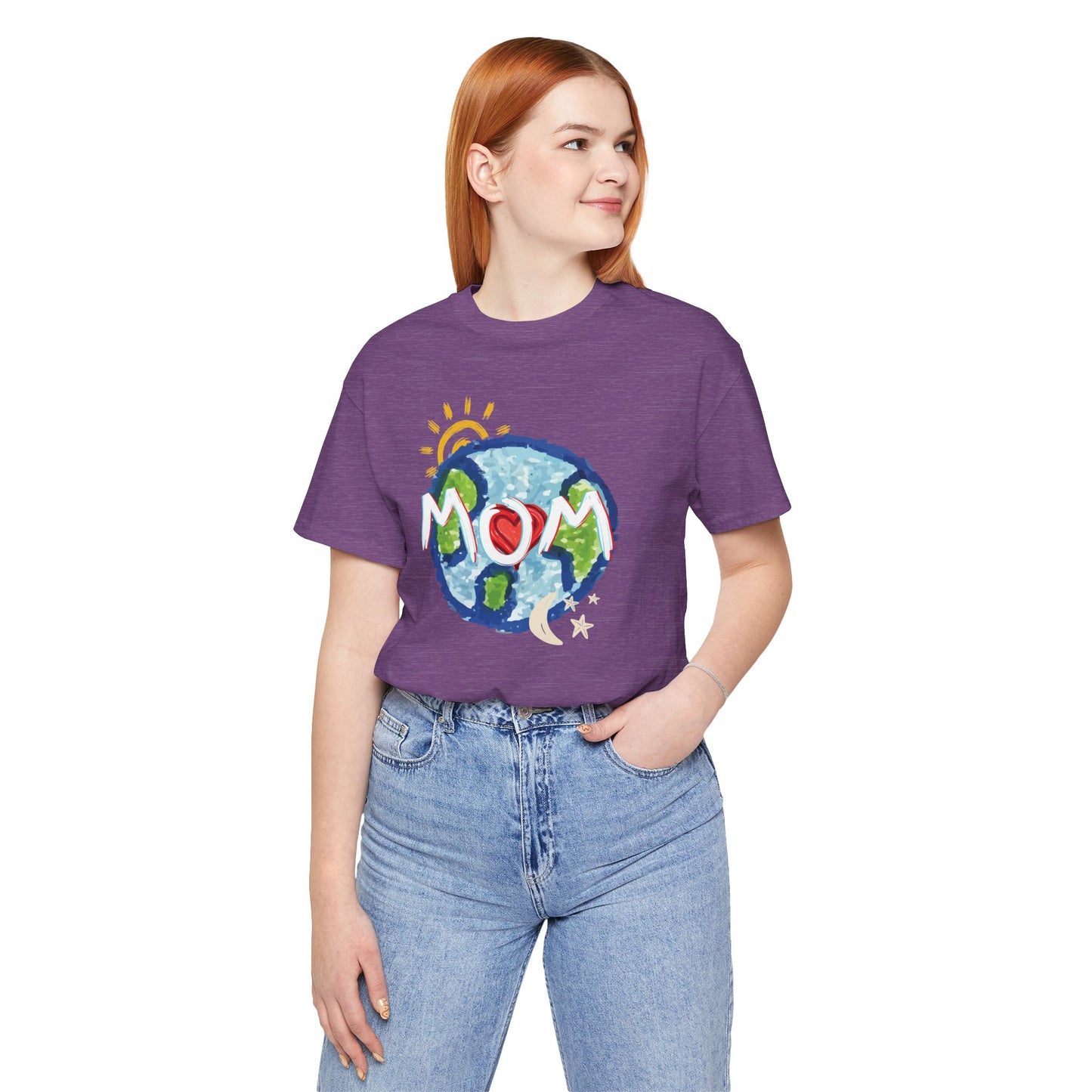 MOM Unisex Tee, Whole World, Sun Moon Stars, Heart, Love, Mothers Day, Gifts for Women, Comfy, Soft, Casual, Gender Neutral, Short Sleeves