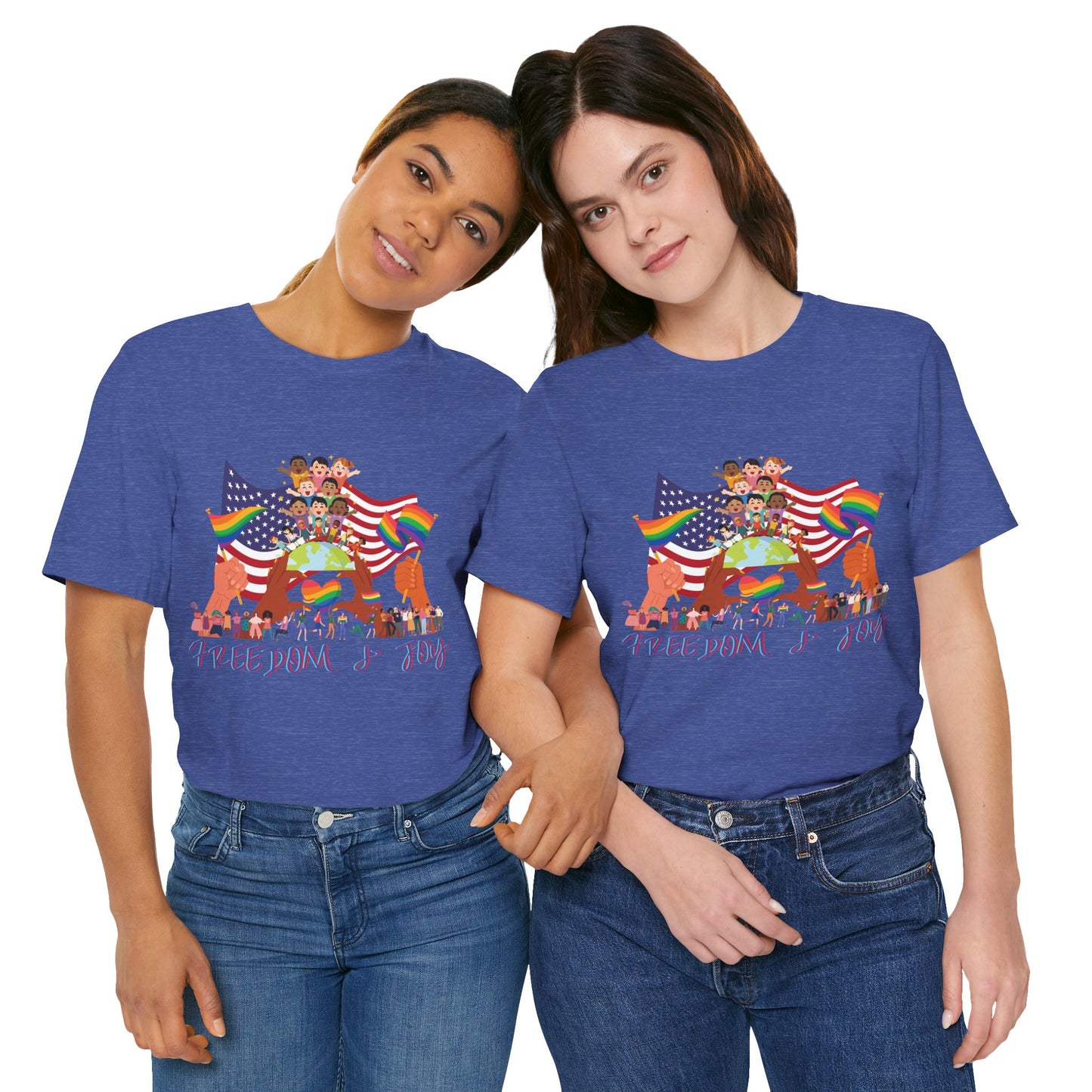Freedom & Joy Unisex Tee, America, Inclusion, Equality, Love, Pride, Flag, Election, Gift, Comfy, Soft, Casual, Gender Neutral, Short Sleeve