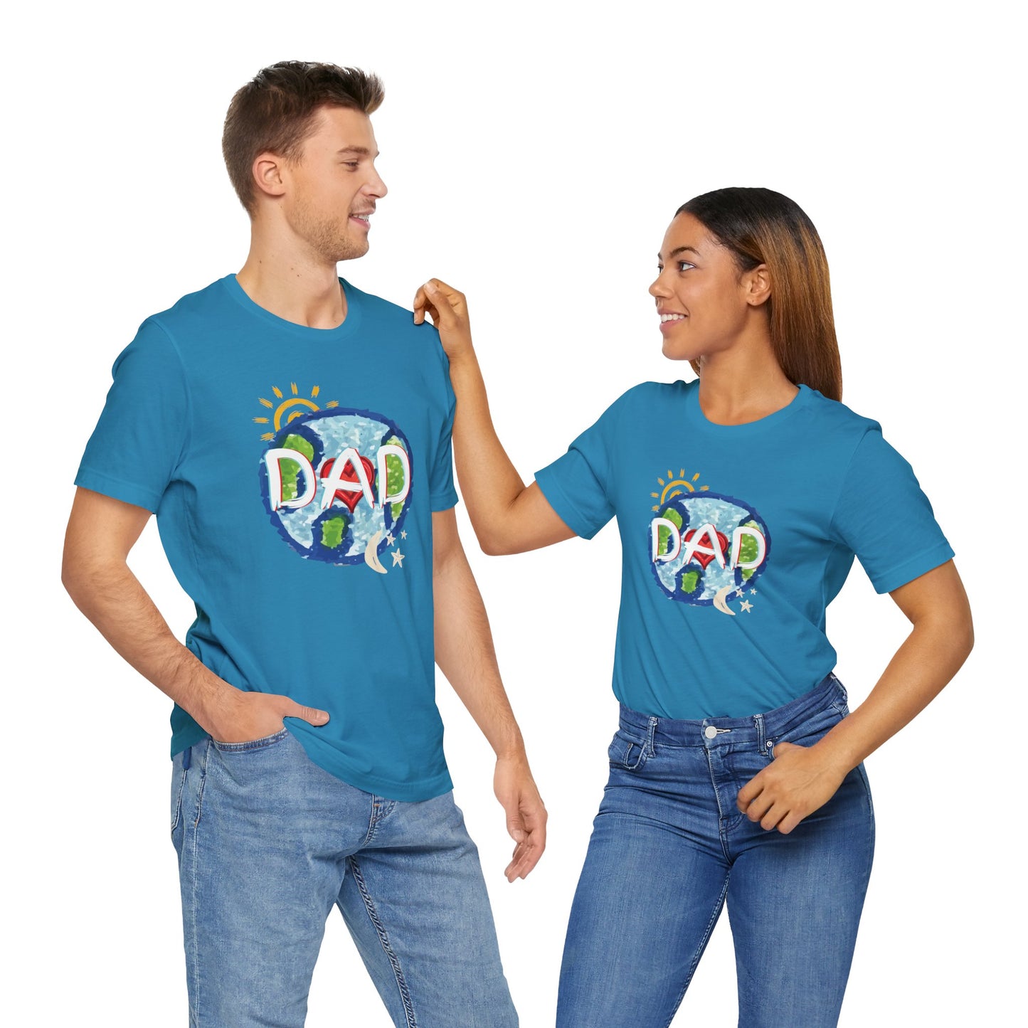 DAD Whole World Sun Moon Stars Heart Unisex Tee Fathers Day Gifts
