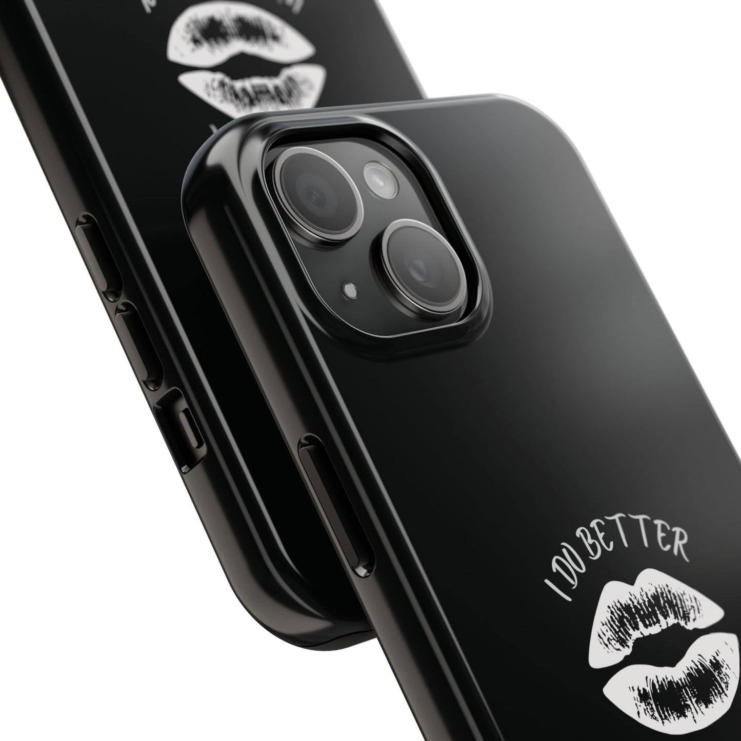 Glamorous Lipstick Tough Phone Cases - Empowered Gifts, Sassy Wireless Charging Cover, Fun Lips Samsung & iPhone Cases, Black Design