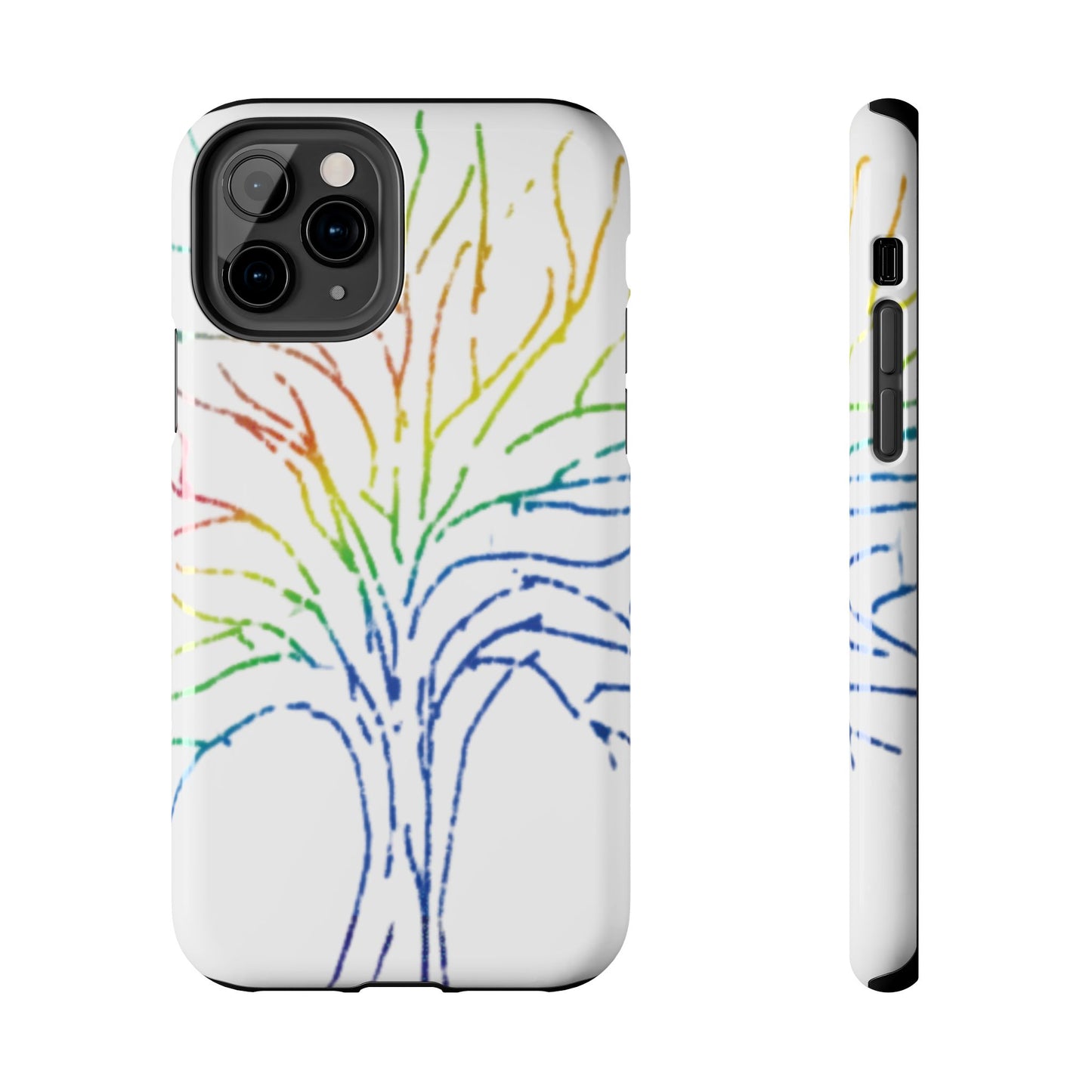 Rainbow Tree Tough Phone Cases - Colorful Nature Love Pride Gender Neutral Gifts for Friends, iPhone Samsung Wireless Charging Cover, LGBTQ+