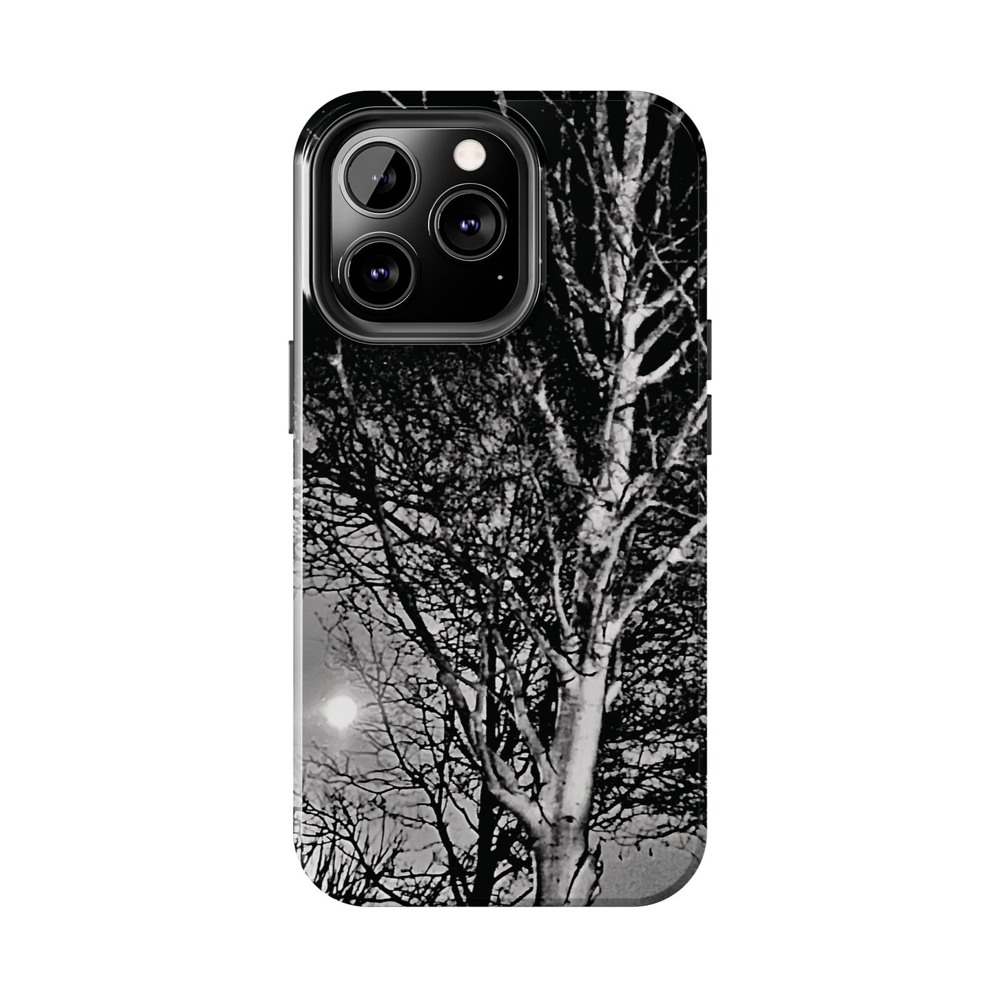Worm Moon Night Trees Tough Phone Cases, iPhone & Samsung cases, wireless charging, trees, nature, spooky, original photo, gifts, Halloween
