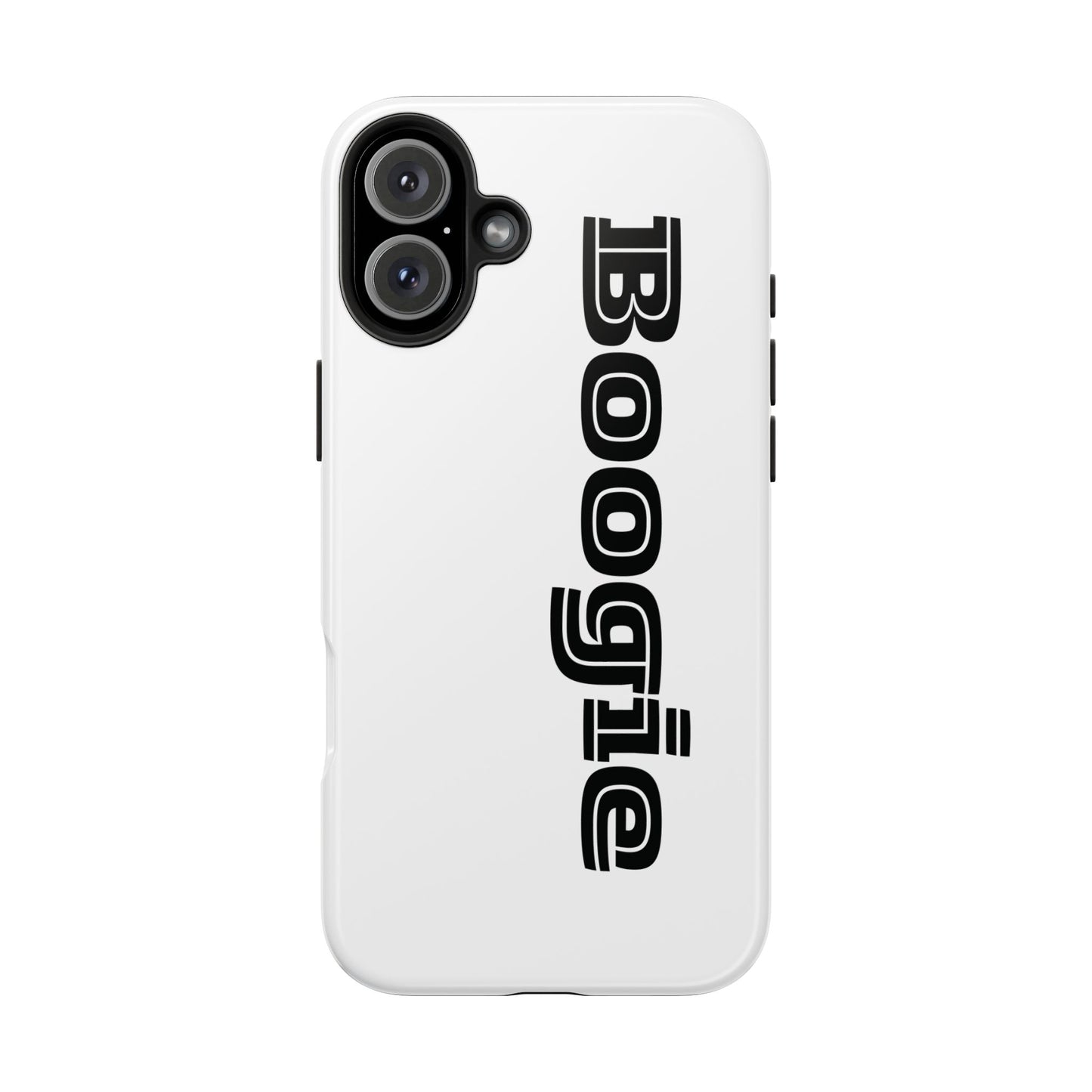 Boogie White Tough Phone Cases, iPhone Samsung cases, wireless charging, gender neutral women men friends kids teens gift birthday Christmas