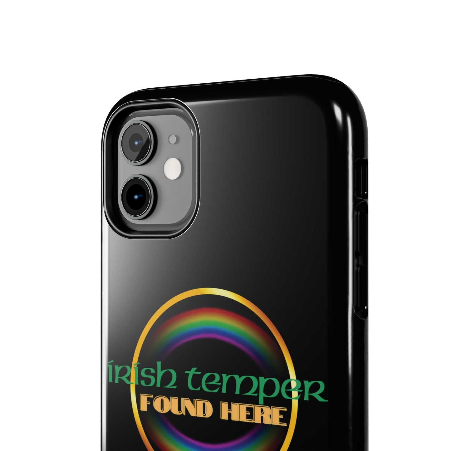 Irish Temper Found Here Black Tough Phone Cases, iPhone & Samsung cases, wireless charging, gifts, St Patricks Day, Birthday, Christmas