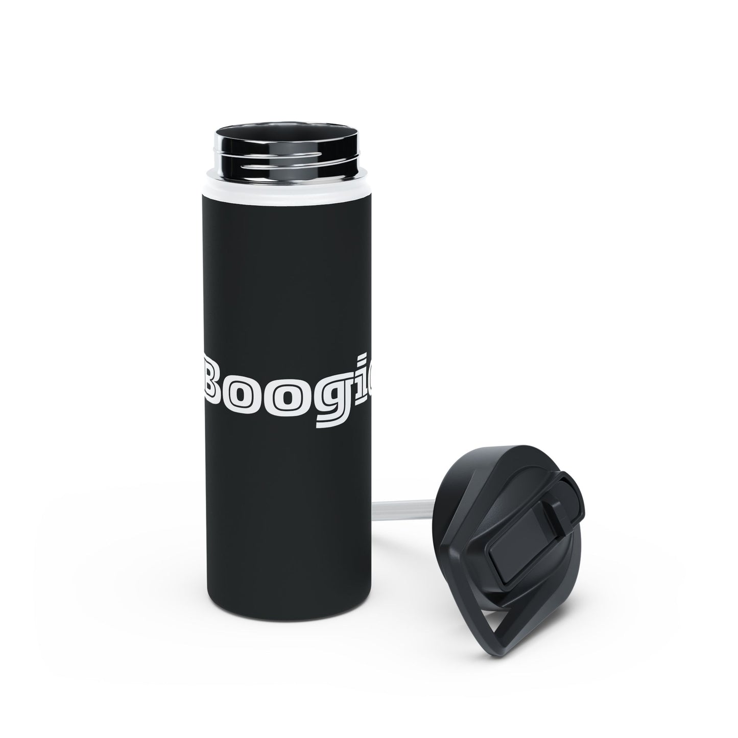 Boogie Black Stainless Steel Water Bottle, Gender Neutral, Gift, Exercise Run Workout, Eco BPA-free, Women Men Teens Gift Birthday Christmas
