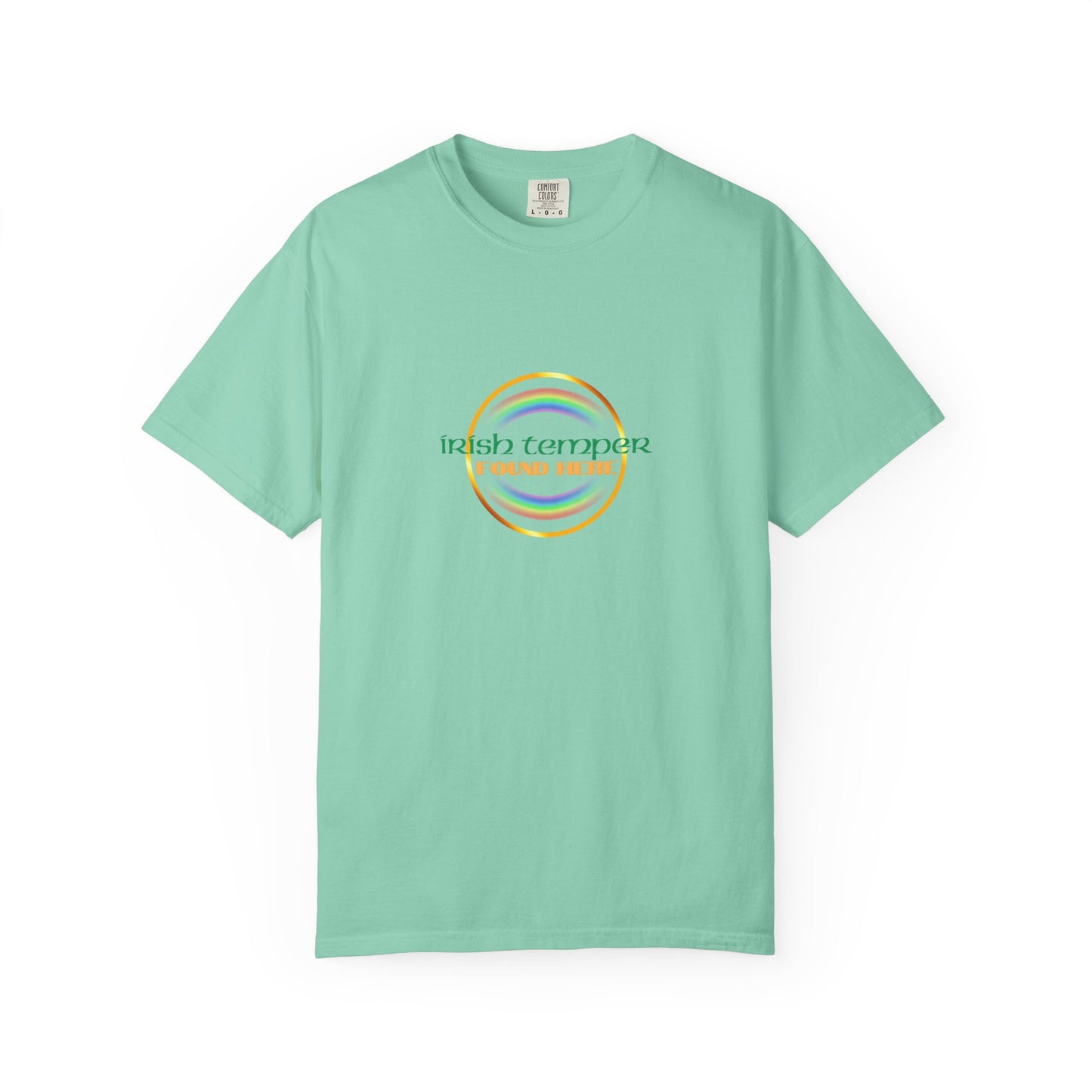 Irish Temper Found Here Unisex Garment-Dyed T-shirt, rainbow, fun, gender neutral, casual, relaxed, soft, preshrunk cotton, St Patricks Day