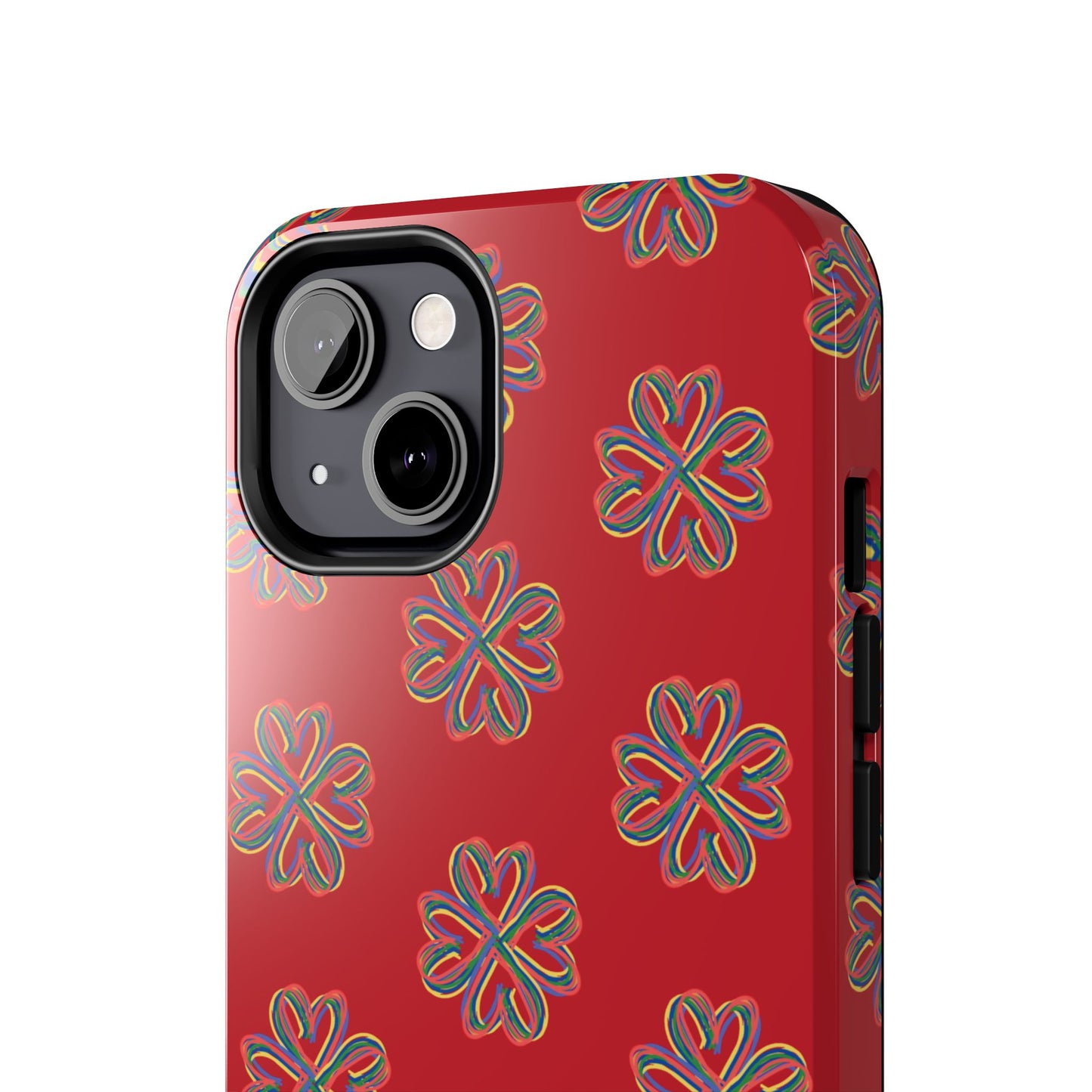 Floral Tough Phone Case, Red Phone Cover, Protective Tech Accessory, Botanical Phone Shell, Gift for Gardeners, Colorful, Wireless Charging