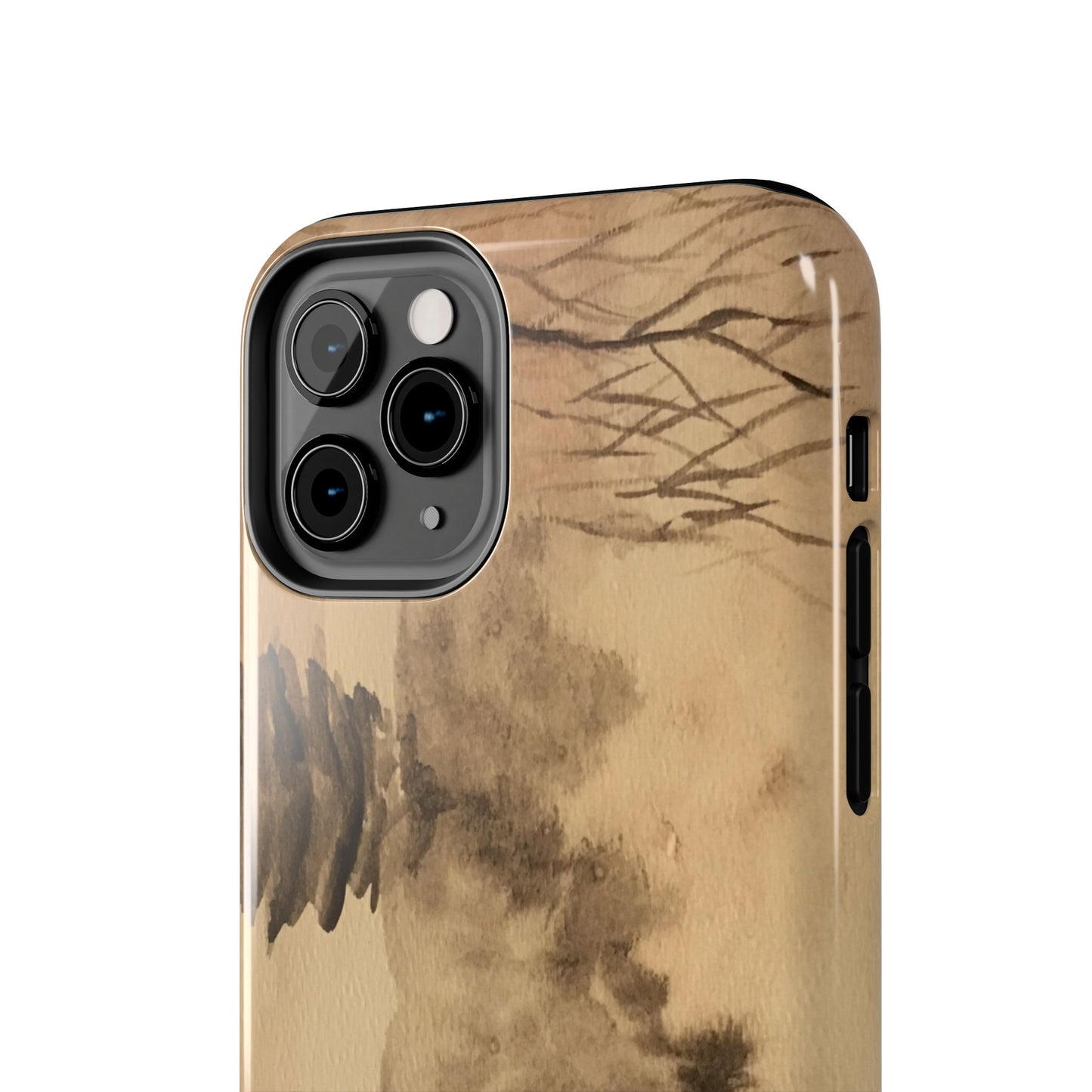 Winter Scene Tough Phone Cases, iPhone & Samsung cases, wireless charging, pine trees, snow, original watercolor artwork, gifts, Christmas