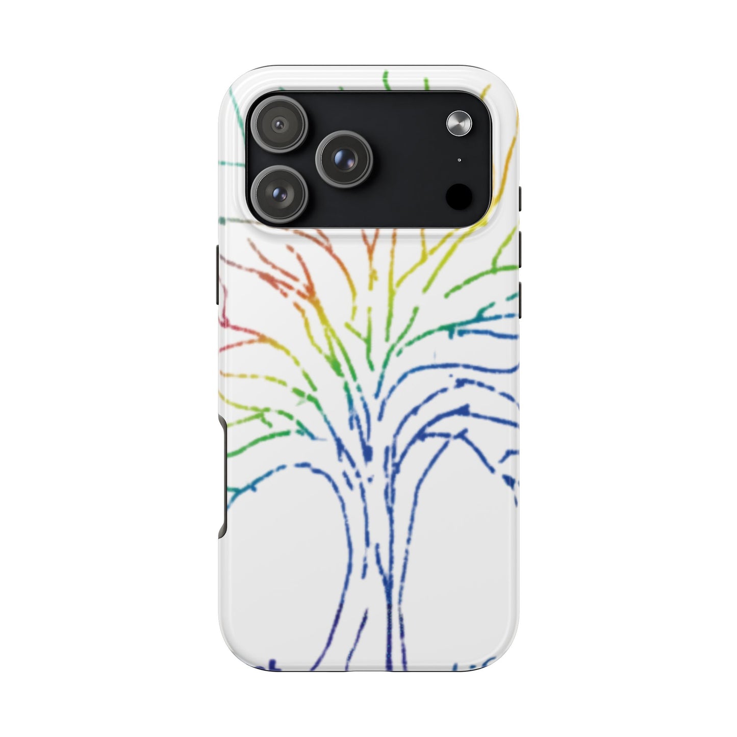 Rainbow Tree Tough Phone Cases - Colorful Nature Love Pride Gender Neutral Gifts for Friends, iPhone Samsung Wireless Charging Cover, LGBTQ+