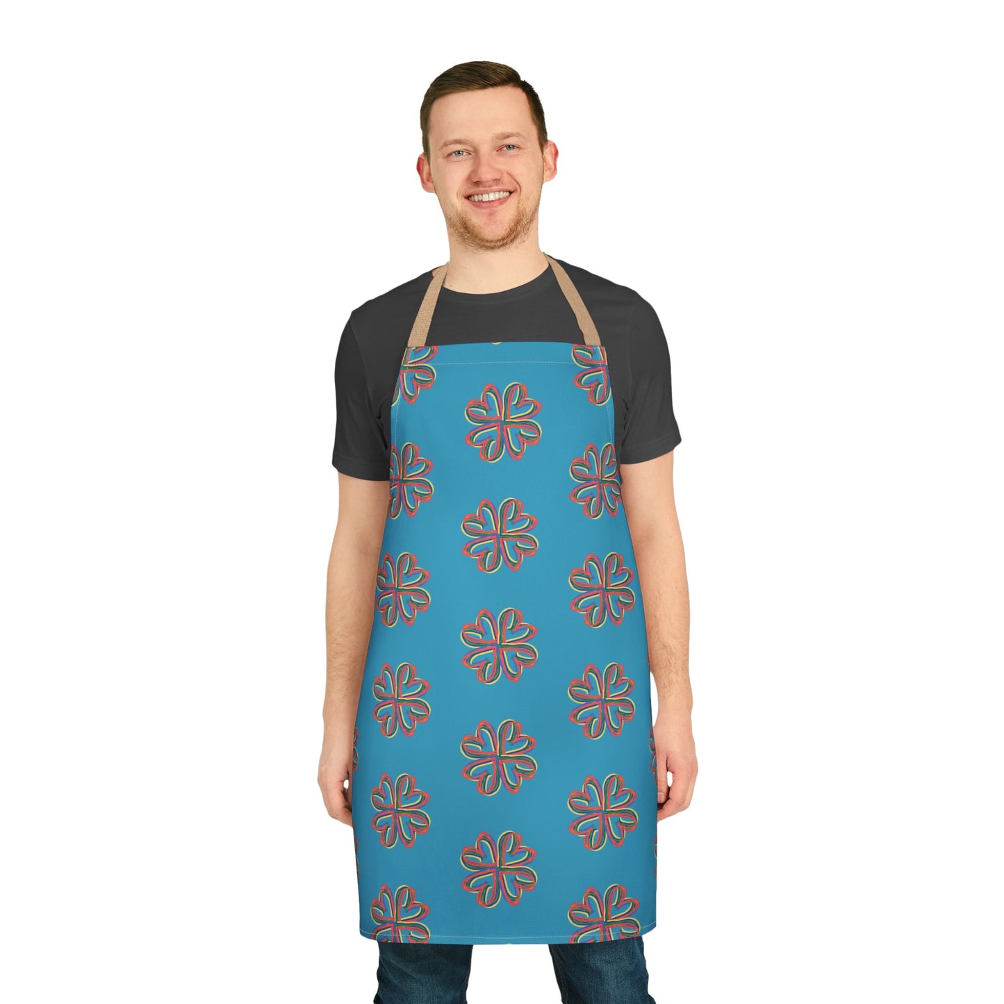 Apron, Turquoise Floral Unisex Chefs Apron, Grilling Cooking Kitchen Gender Neutral Gifts Women Men Friends Teens Birthday Christmas