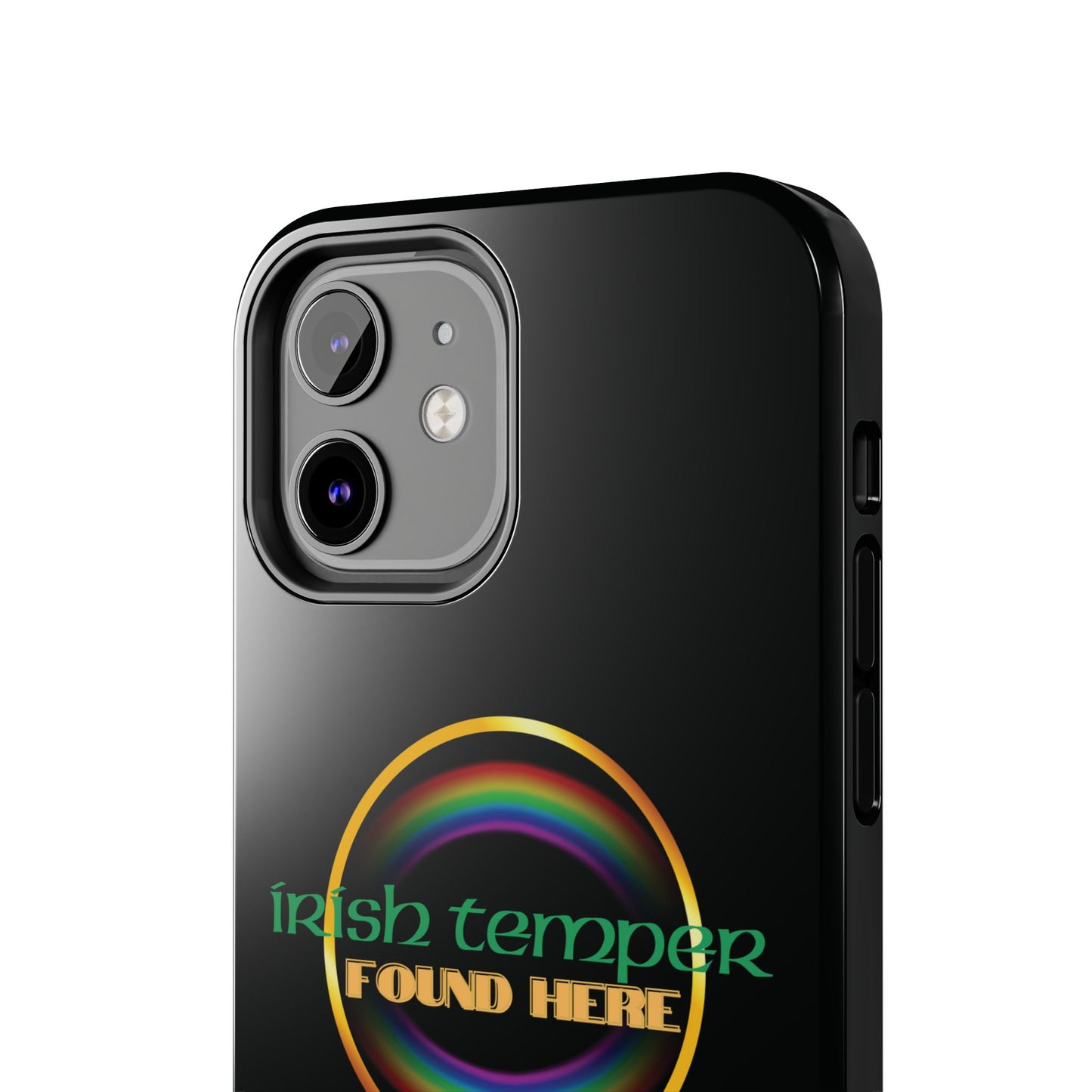 Irish Temper Found Here Black Tough Phone Cases, iPhone & Samsung cases, wireless charging, gifts, St Patricks Day, Birthday, Christmas