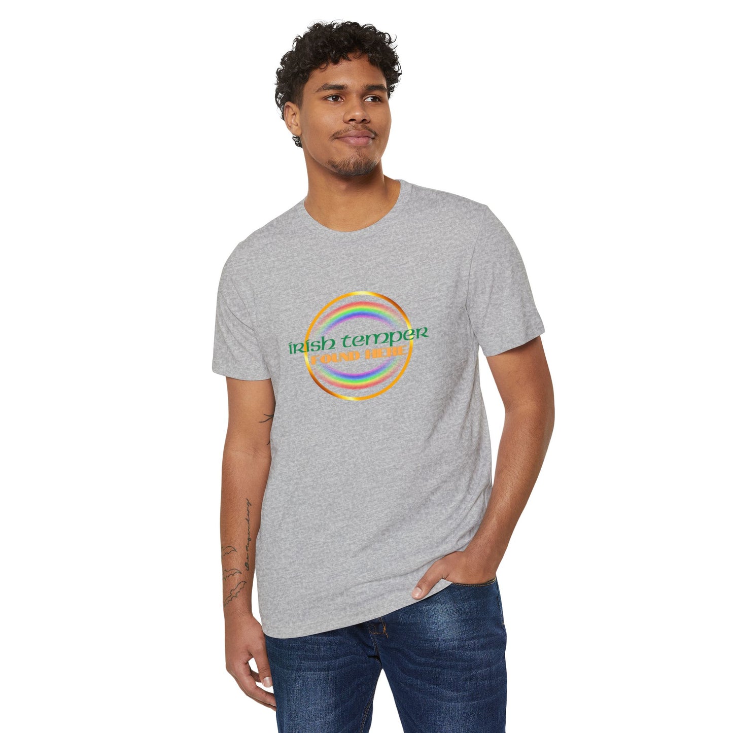 Irish Temper Recycled T-Shirt, St. Patrick's Day Tee, Eco-Friendly Unisex Top, Sustainable Clothing, Rainbow Apparel