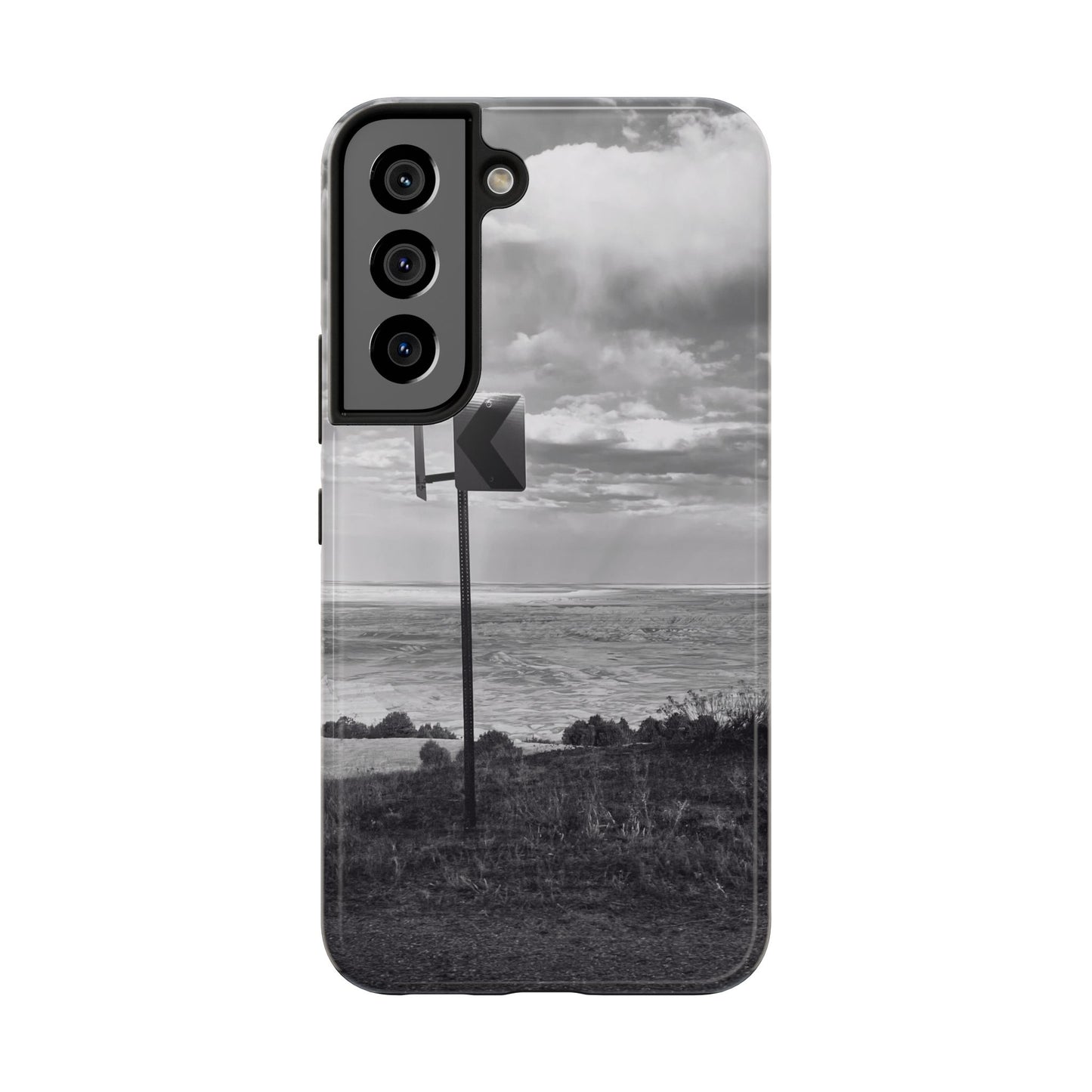 Road Sign Tough Phone Cases, iPhone & Samsung cases, wireless charging, black and white photo, nature, original art, gift birthday Christmas
