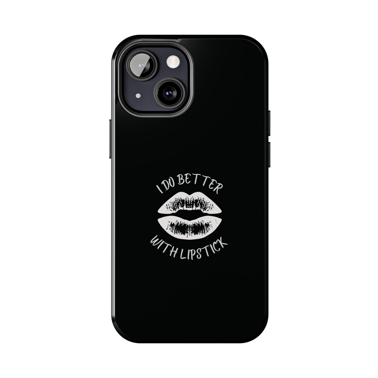 Glamorous Lipstick Tough Phone Cases - Empowered Gifts, Sassy Wireless Charging Cover, Fun Lips Samsung & iPhone Cases, Black Design