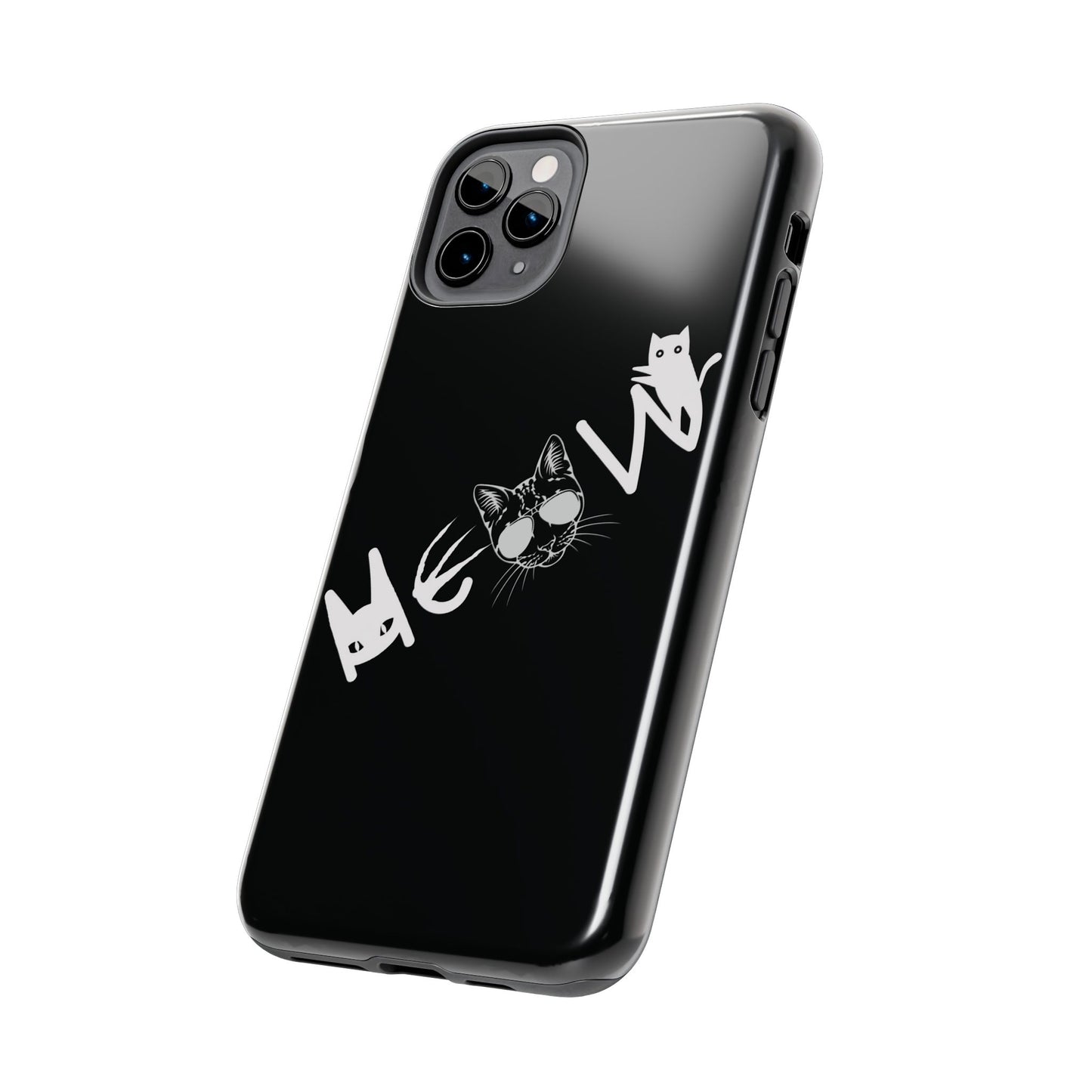 Meow Tough Phone Cases, iPhone & Samsung cases, wireless charging, cats, sassy, kitty, gender neutral, gifts, Halloween, birthday, Christmas