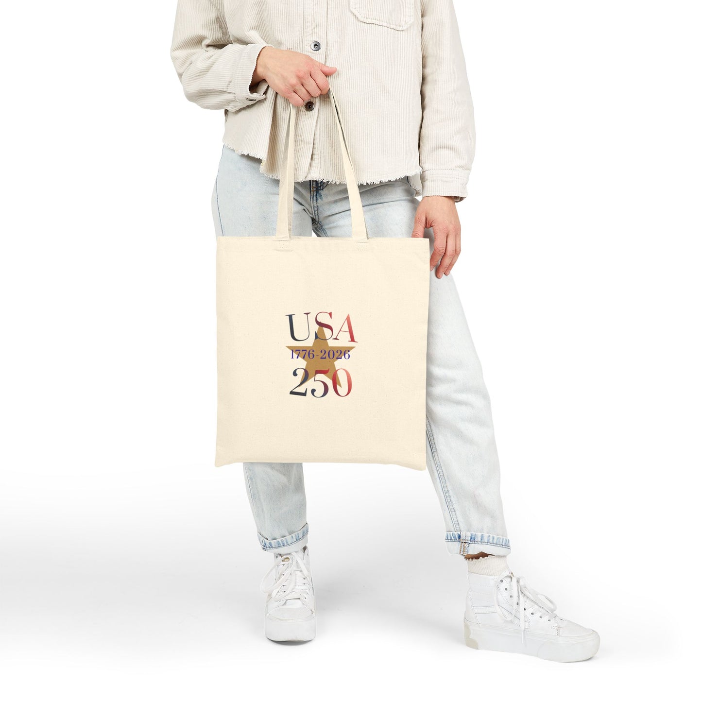 USA 250 Tote Bag — 1776–2026 Anniversary Cotton Canvas Tote