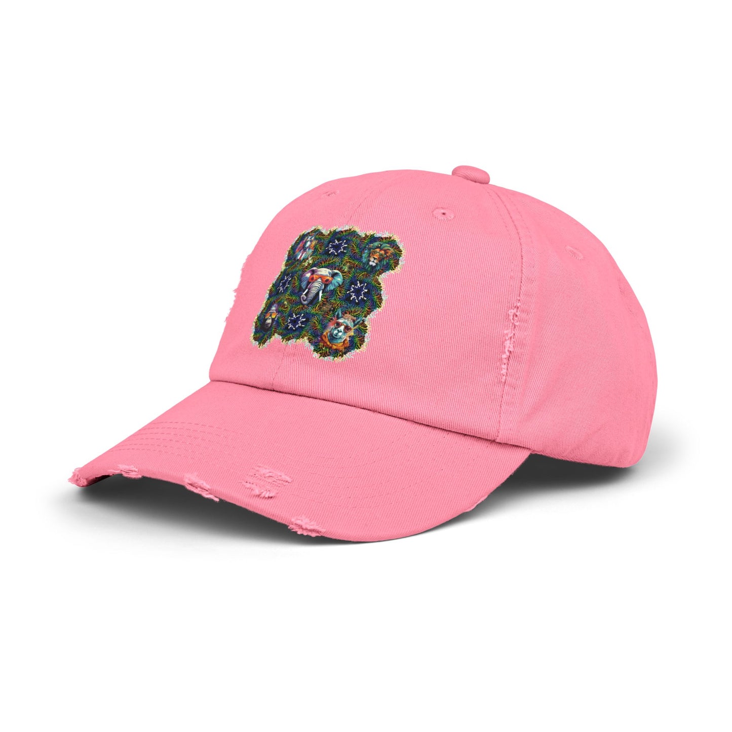 Wild & Cool Creatures Unisex Distressed Cap, Graphic Art, Animals, Gift, Hats, Cotton Twill, Adjustable, Gifts for Women Men Friends Teens