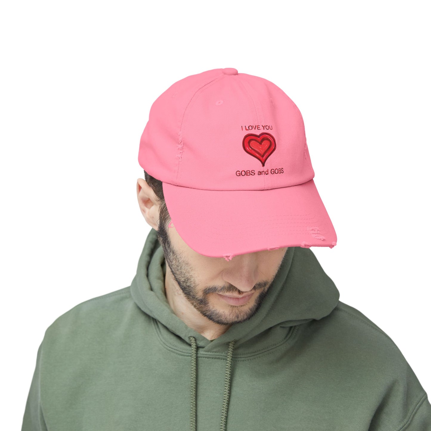 I Love You Gobs and Gobs Distressed Cap Hearts Gift Valentines Women Men Teens