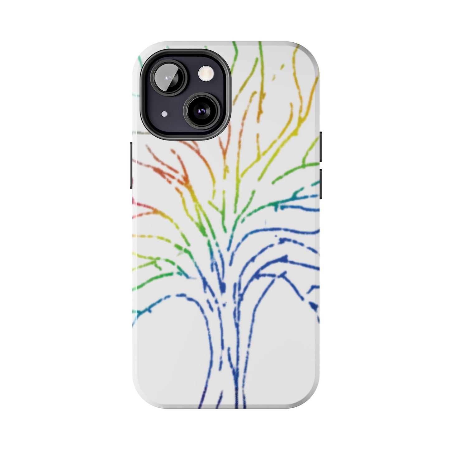Rainbow Tree Tough Phone Cases - Colorful Nature Love Pride Gender Neutral Gifts for Friends, iPhone Samsung Wireless Charging Cover, LGBTQ+