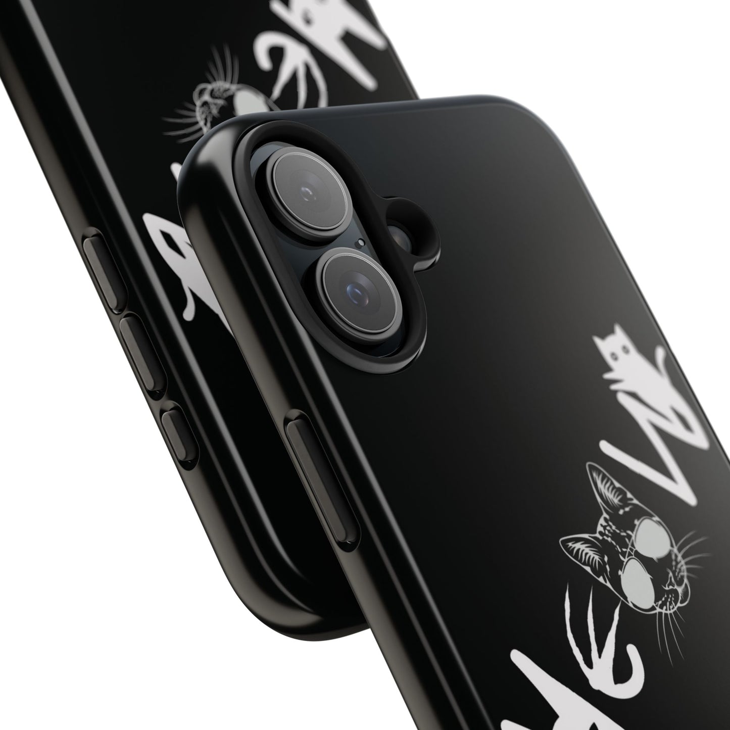 Meow Tough Phone Cases, iPhone & Samsung cases, wireless charging, cats, sassy, kitty, gender neutral, gifts, Halloween, birthday, Christmas