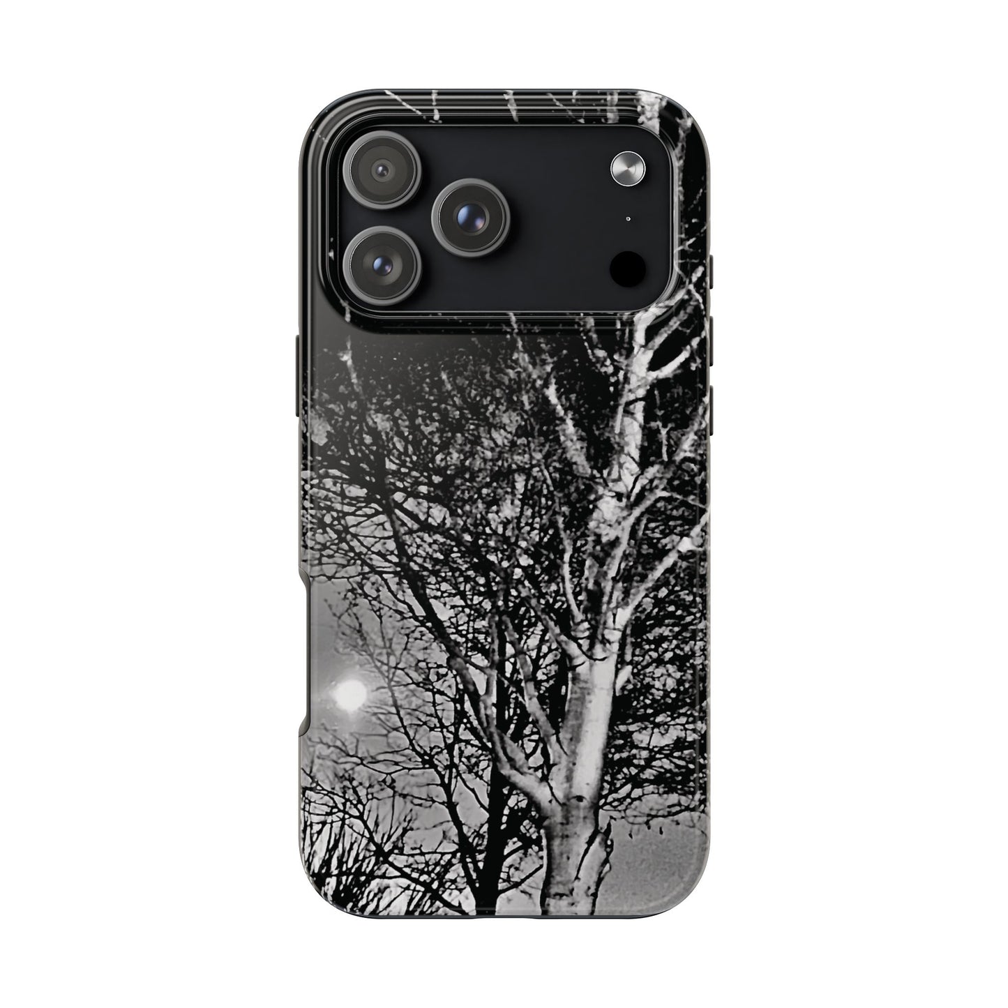 Worm Moon Night Trees Tough Phone Cases, iPhone & Samsung cases, wireless charging, trees, nature, spooky, original photo, gifts, Halloween