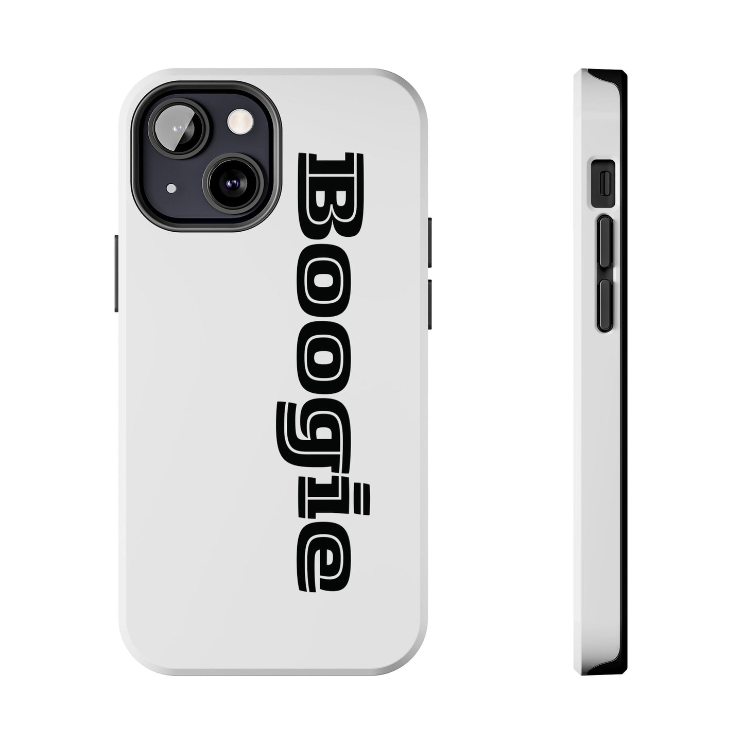 Boogie White Tough Phone Cases, iPhone Samsung cases, wireless charging, gender neutral women men friends kids teens gift birthday Christmas