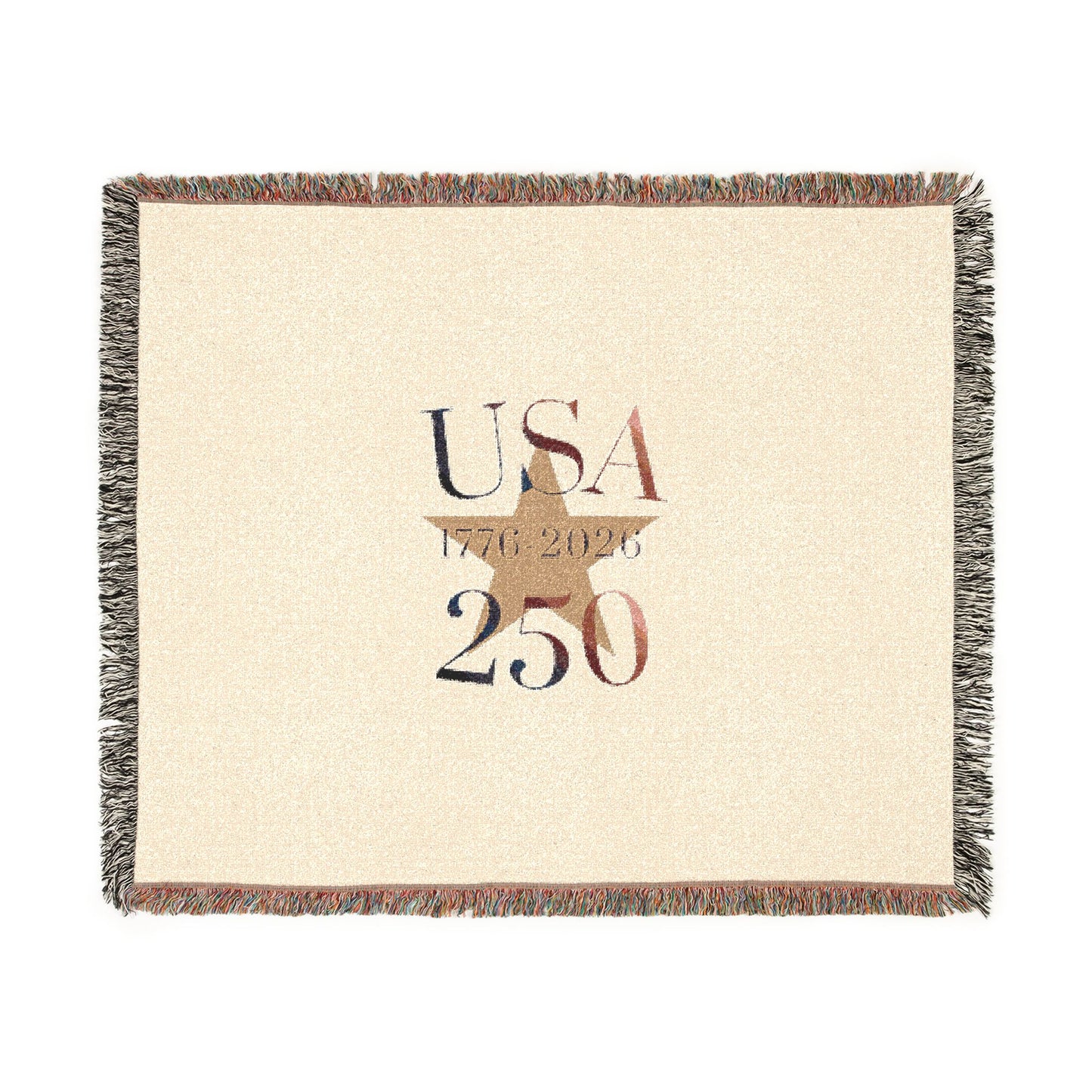 USA 250 Anniversary Woven Blanket — Commemorative Patriotic Throw