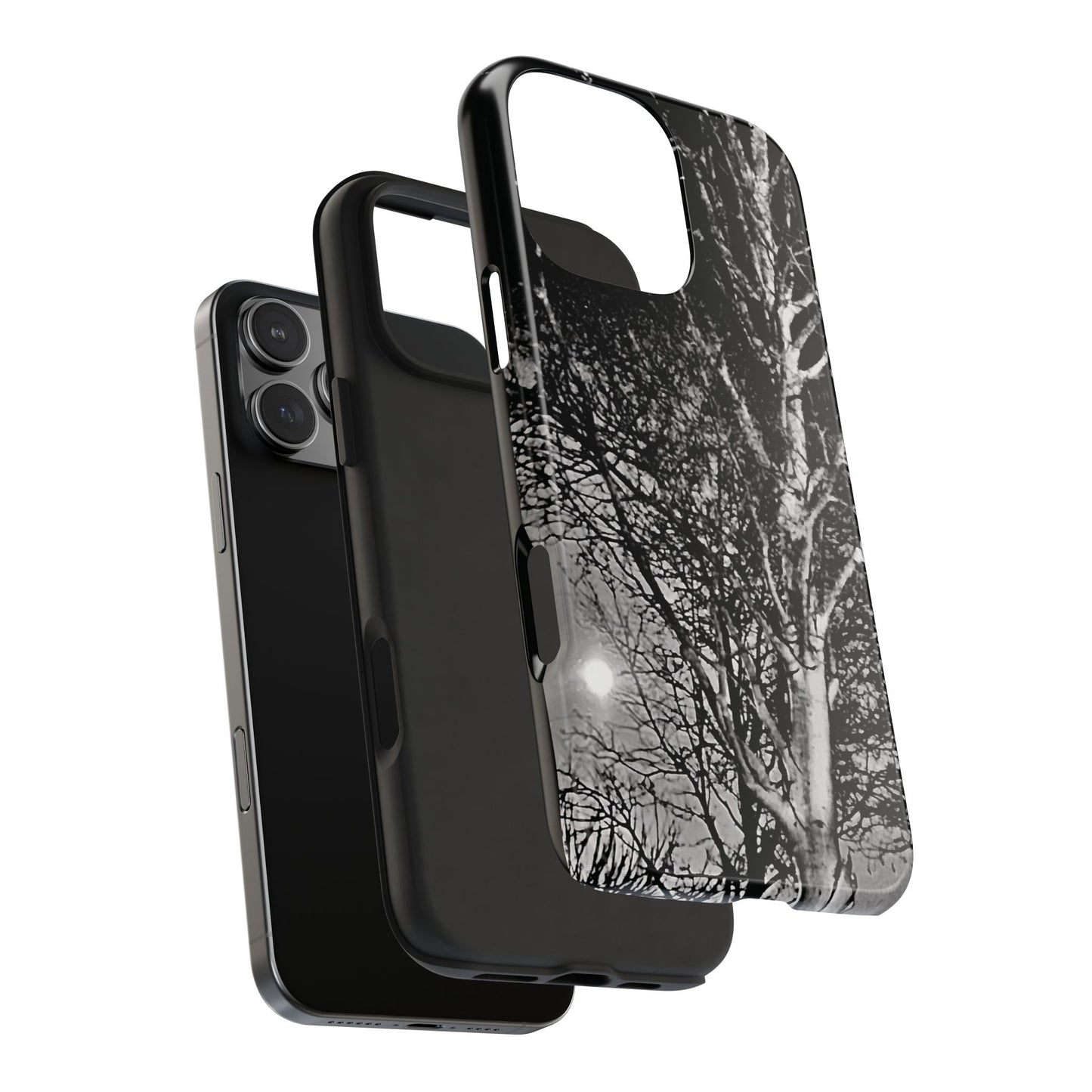 Worm Moon Night Trees Tough Phone Cases, iPhone & Samsung cases, wireless charging, trees, nature, spooky, original photo, gifts, Halloween