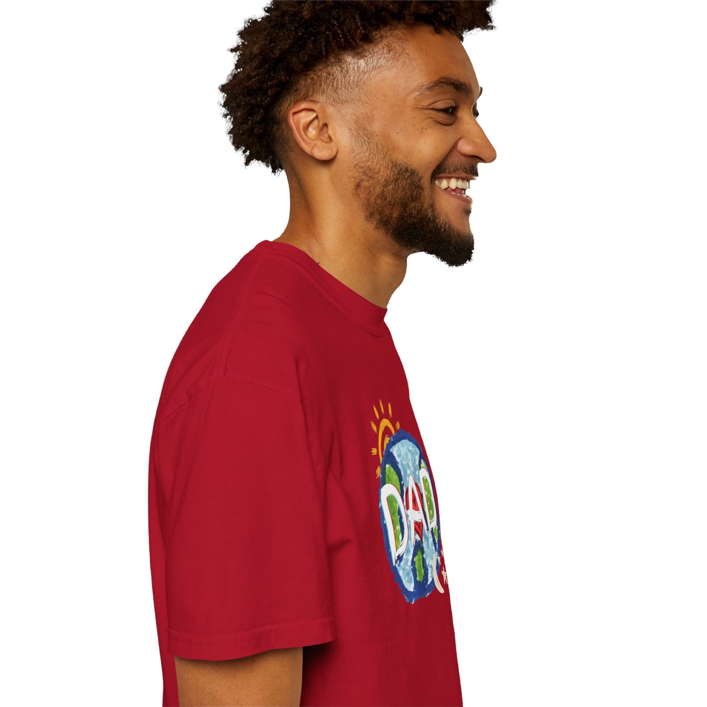 DAD Unisex Garment-Dyed T-shirt - Whole World, Sun, Moon & Stars, Heart - Fathers Day Gift