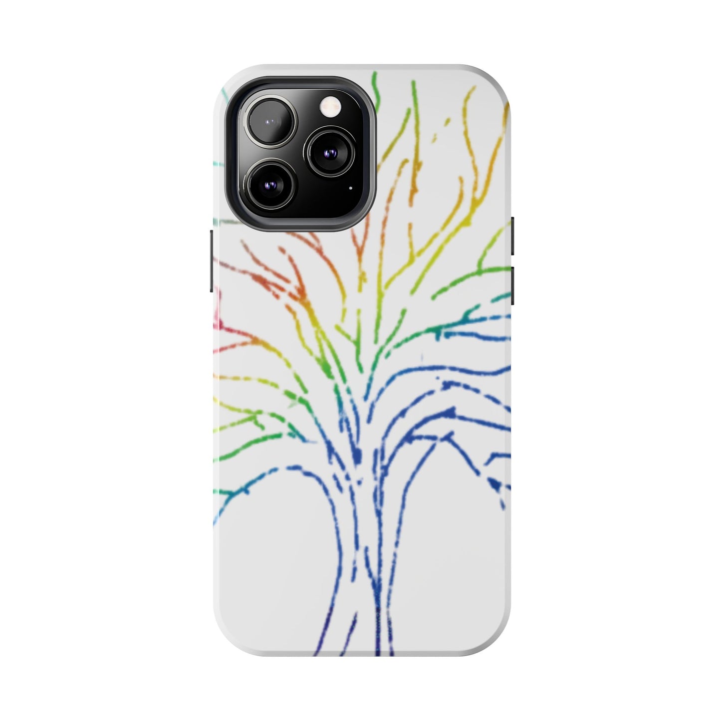 Rainbow Tree Tough Phone Cases - Colorful Nature Love Pride Gender Neutral Gifts for Friends, iPhone Samsung Wireless Charging Cover, LGBTQ+