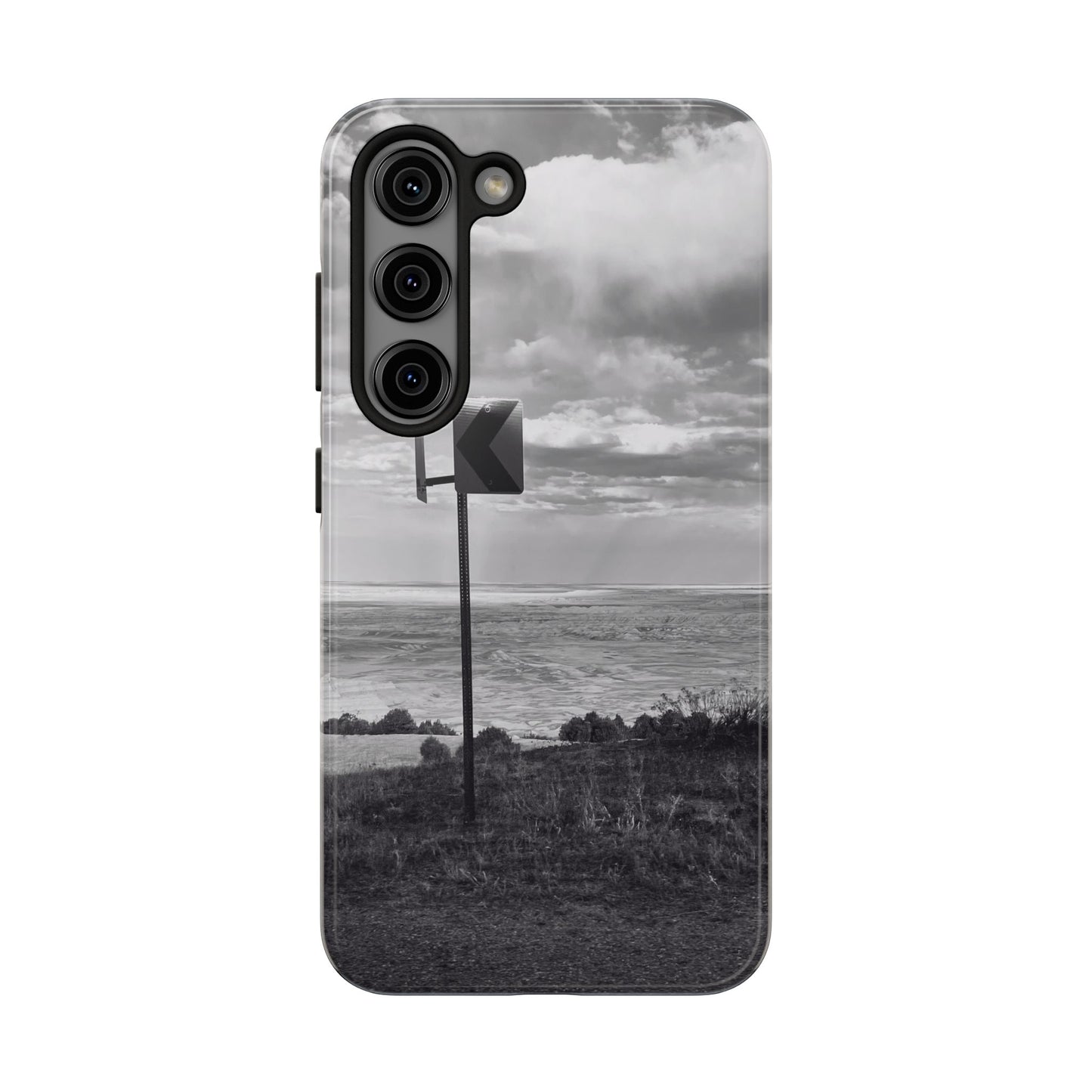 Road Sign Tough Phone Cases, iPhone & Samsung cases, wireless charging, black and white photo, nature, original art, gift birthday Christmas