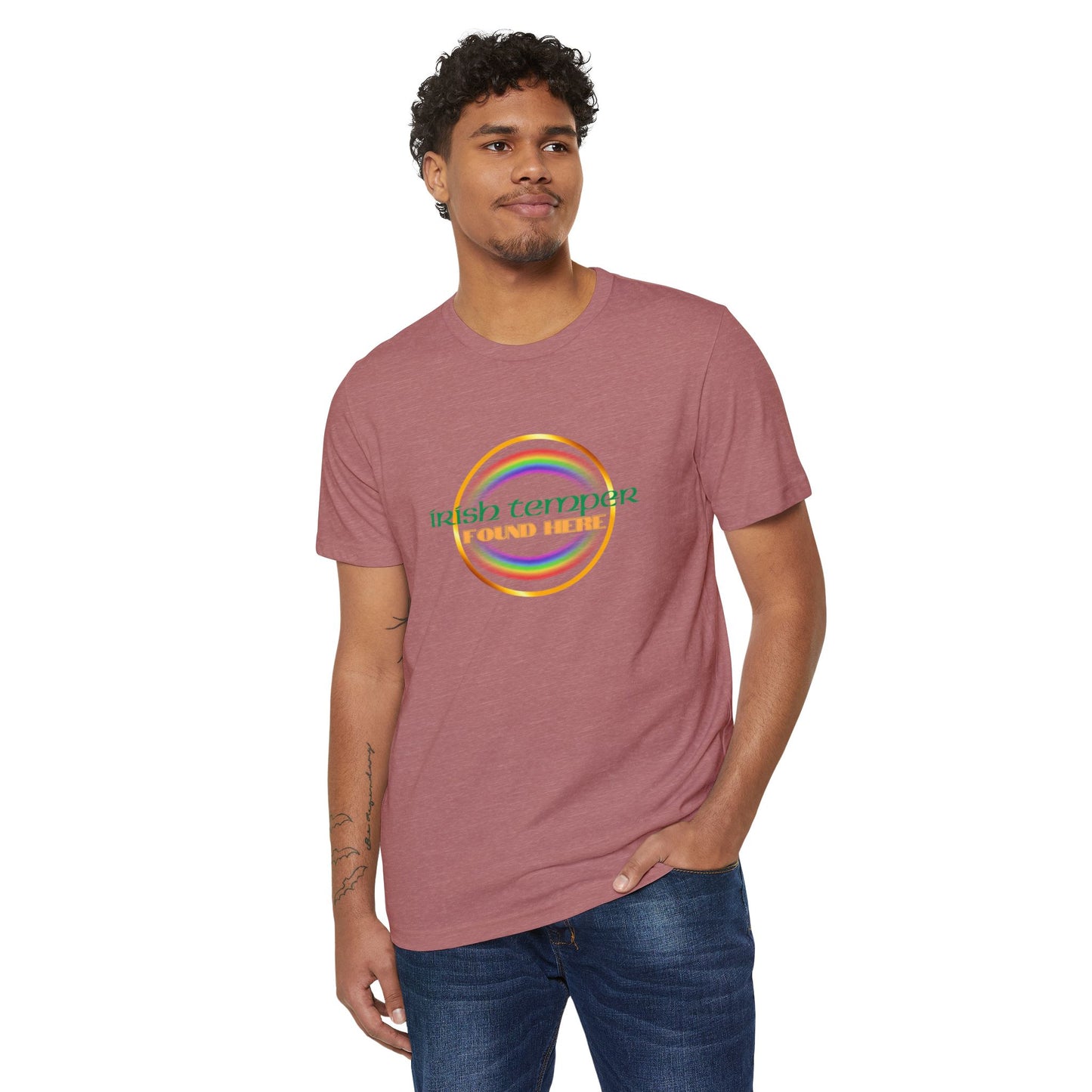 Irish Temper Recycled T-Shirt, St. Patrick's Day Tee, Eco-Friendly Unisex Top, Sustainable Clothing, Rainbow Apparel