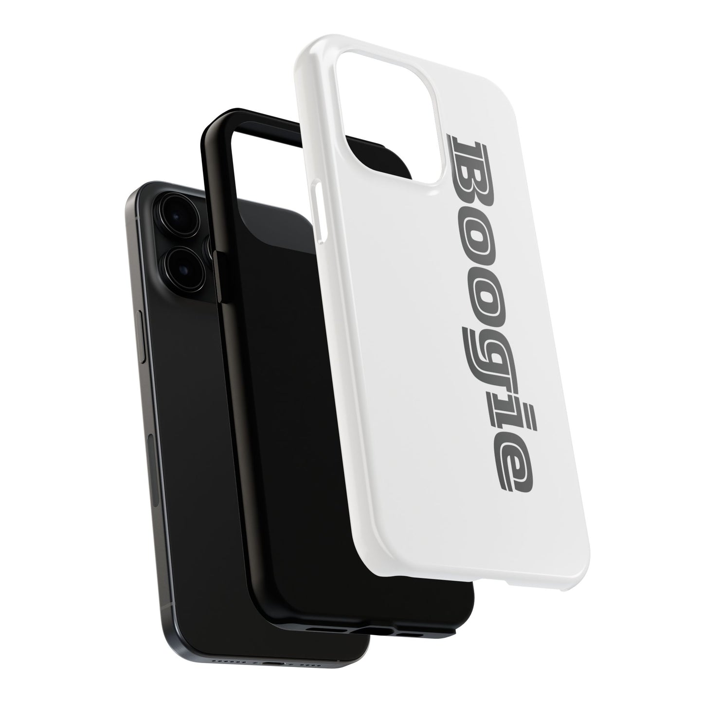 Boogie White Tough Phone Cases, iPhone Samsung cases, wireless charging, gender neutral women men friends kids teens gift birthday Christmas