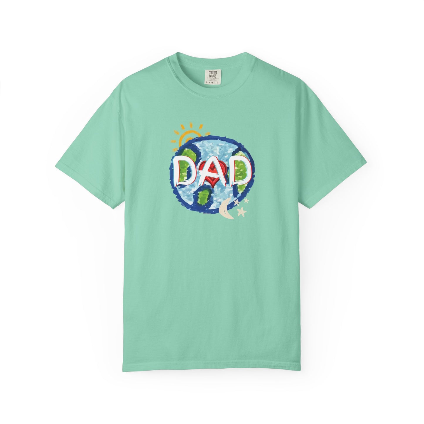 DAD Unisex Garment-Dyed T-shirt - Whole World, Sun, Moon & Stars, Heart - Fathers Day Gift