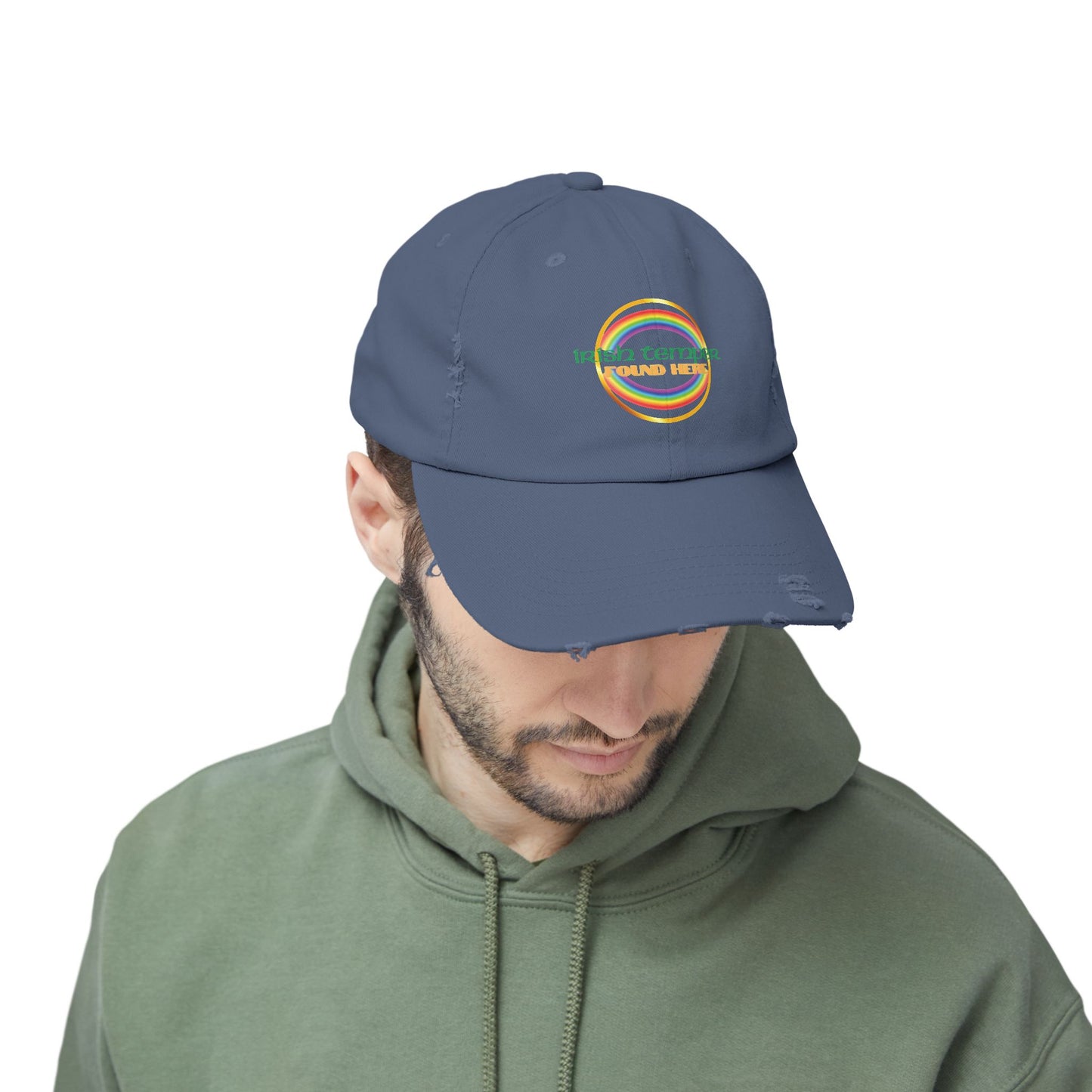 Irish Temper Found Here Funny Unisex Distressed Cap
