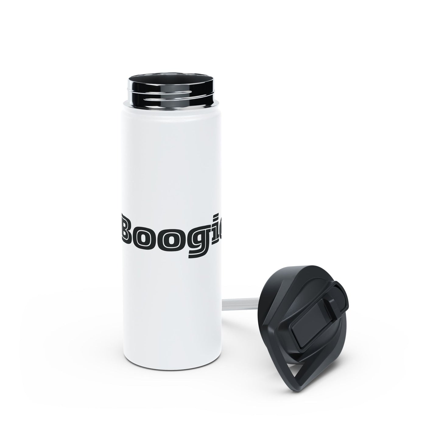 Boogie White Stainless Steel Water Bottle, Gender Neutral, Gift, Exercise Run Workout, Eco BPA-free, Women Men Teens Gift Birthday Christmas