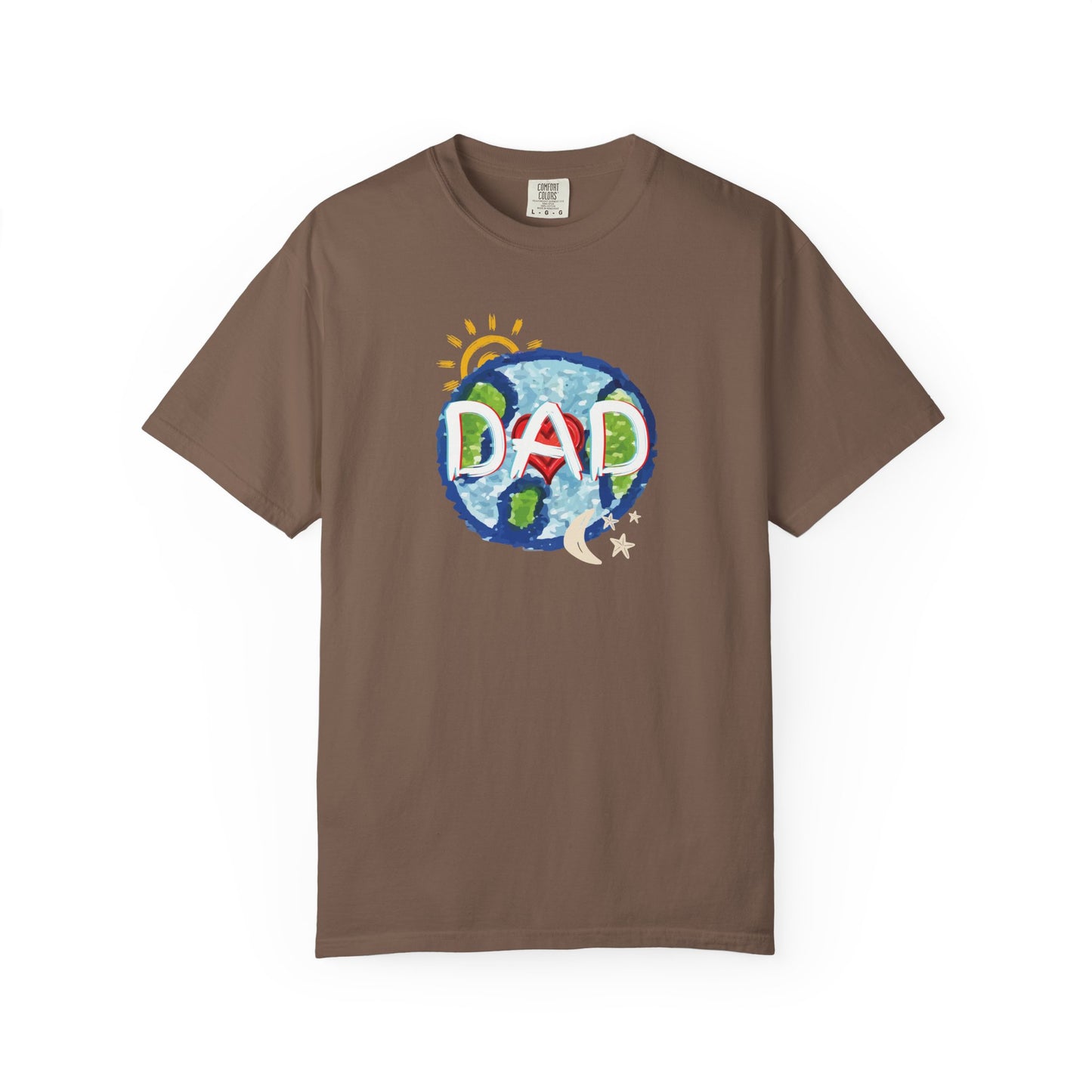 DAD Unisex Garment-Dyed T-shirt - Whole World, Sun, Moon & Stars, Heart - Fathers Day Gift