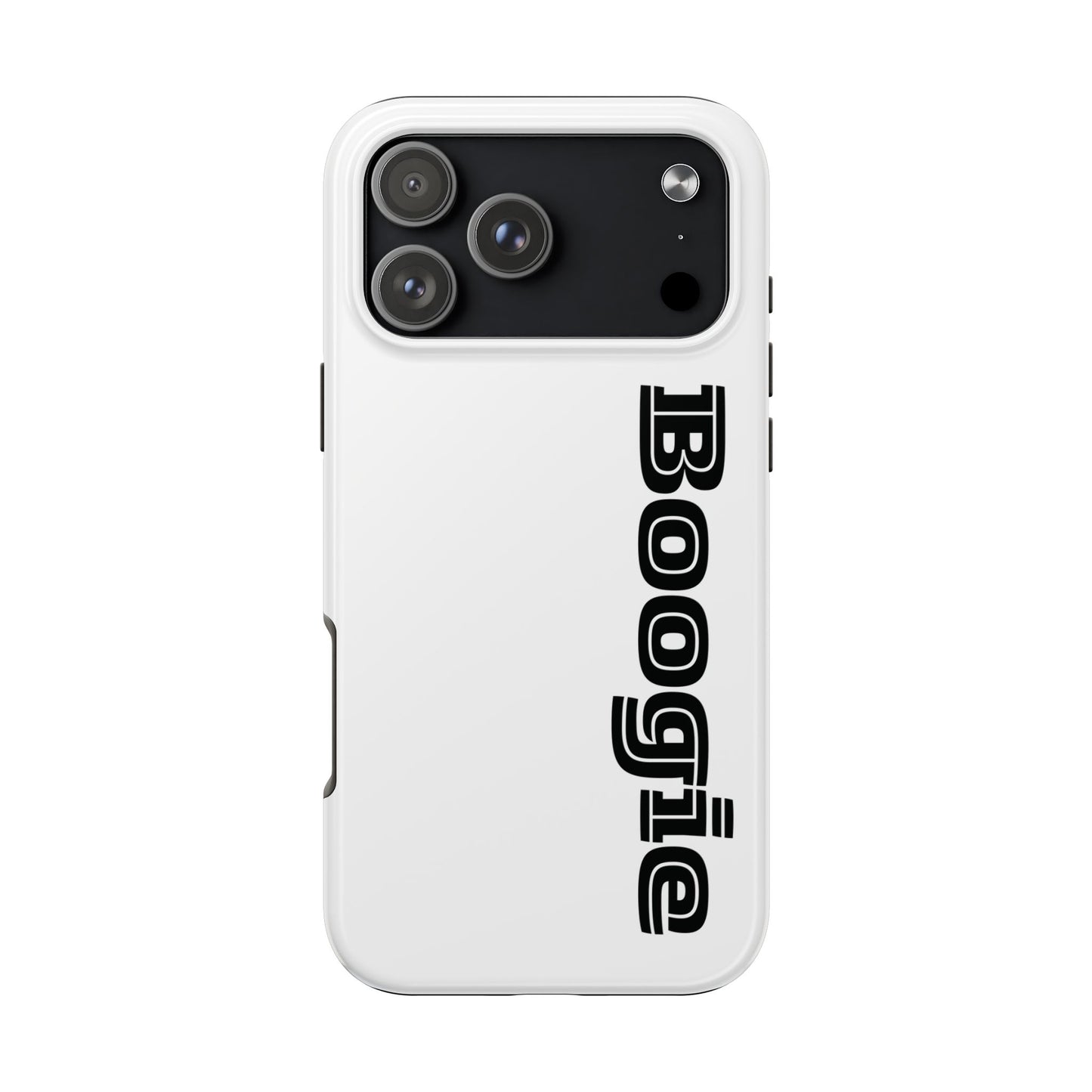 Boogie White Tough Phone Cases, iPhone Samsung cases, wireless charging, gender neutral women men friends kids teens gift birthday Christmas