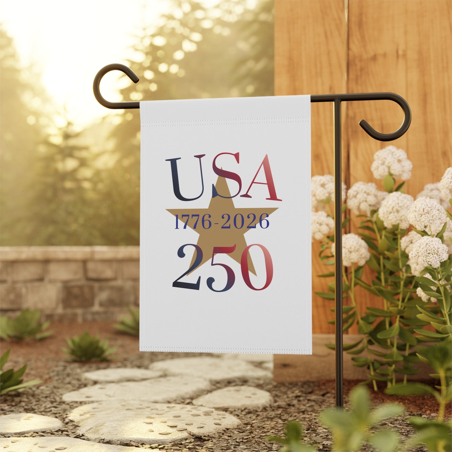 USA 250 Garden Flag – 1776–2026 Bicentennial Patio Banner