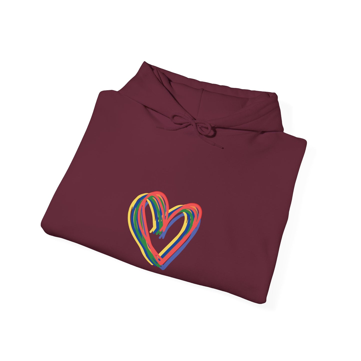 Rainbow Hearts Unisex Heavy Blend™ Hooded Sweatshirt, Love, Pride, hoodie, warm, soft, gift, gender neutral, men, women, teens, Valentines