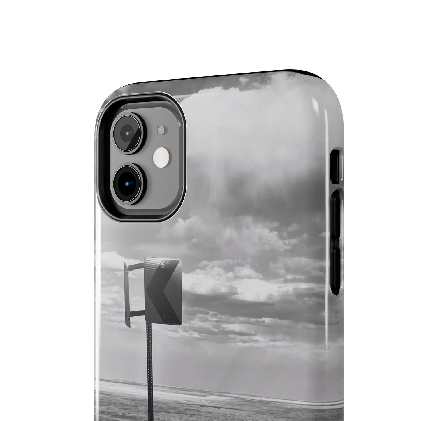 Road Sign Tough Phone Cases, iPhone & Samsung cases, wireless charging, black and white photo, nature, original art, gift birthday Christmas