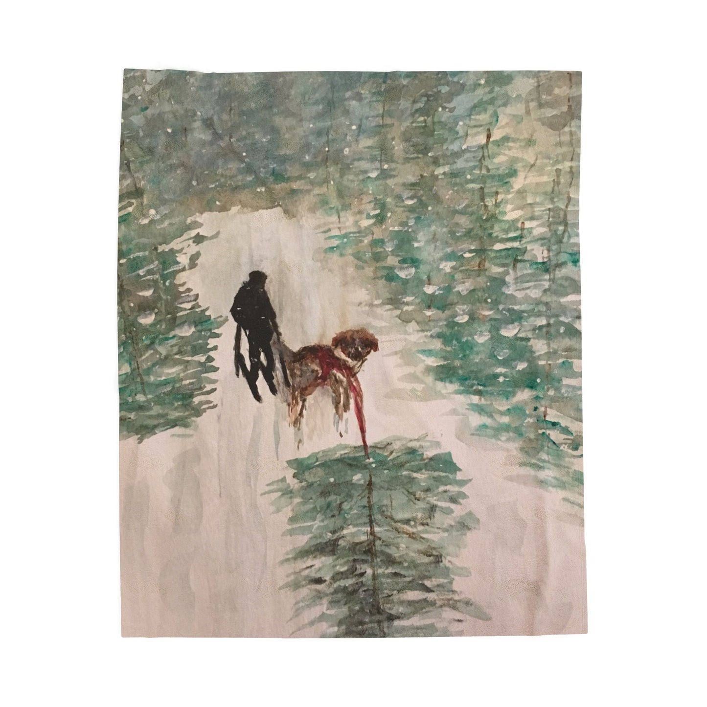 Dog Pulling Tree Velveteen Blanket, Cozy Throw, Home Decor, Gift, Bed Cover, Vibrant Couch Blanket, Birthday Wedding Anniversary Christmas