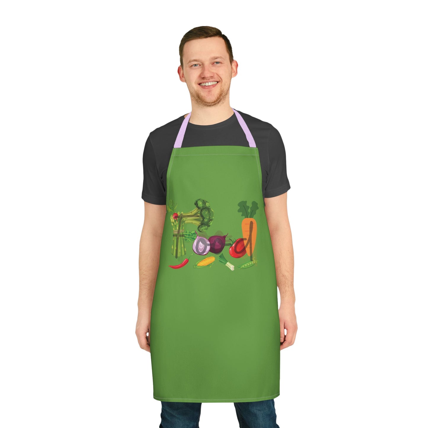 Food Unisex Chefs Apron, Grilling, Cooking, Baking, BBQ, Kitchen, Vegetables, Healthy, Tie Straps, Gifts, Women, Men, Friends, Teens