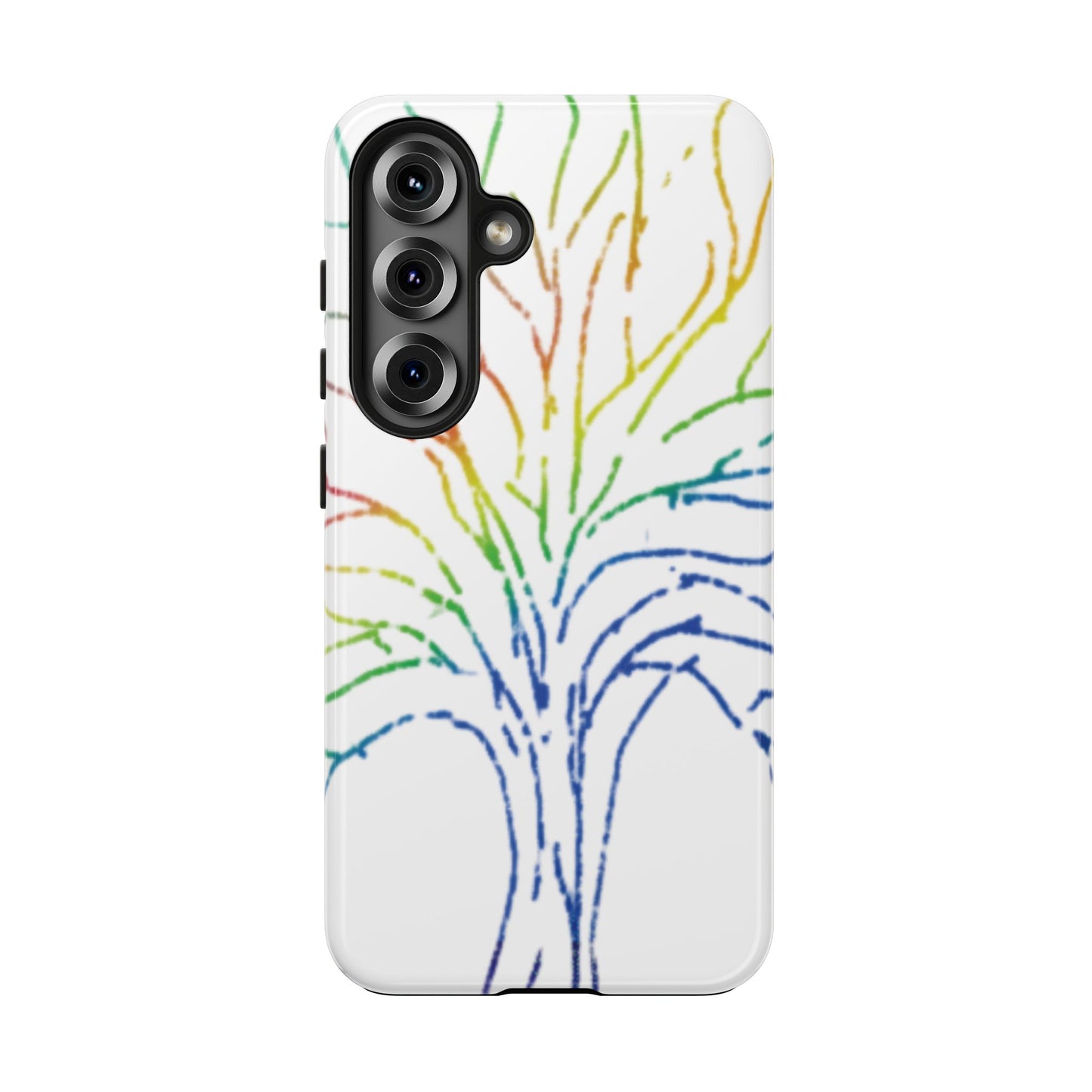 Rainbow Tree Tough Phone Cases - Colorful Nature Love Pride Gender Neutral Gifts for Friends, iPhone Samsung Wireless Charging Cover, LGBTQ+
