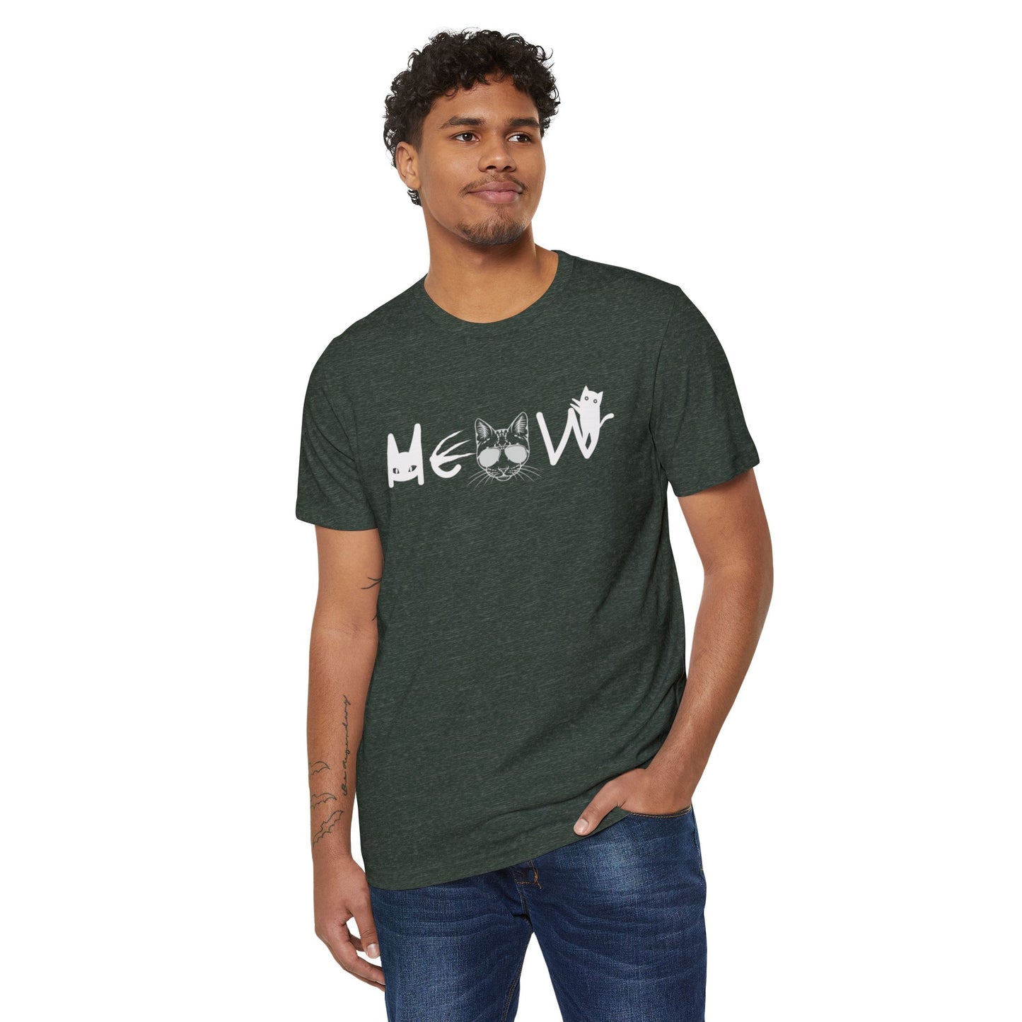 Meow Cats Recycled T-Shirt, Unisex Cat Lover Tee, Eco-Friendly Clothing, Animal Print Shirt, Sustainable Fashion Gift