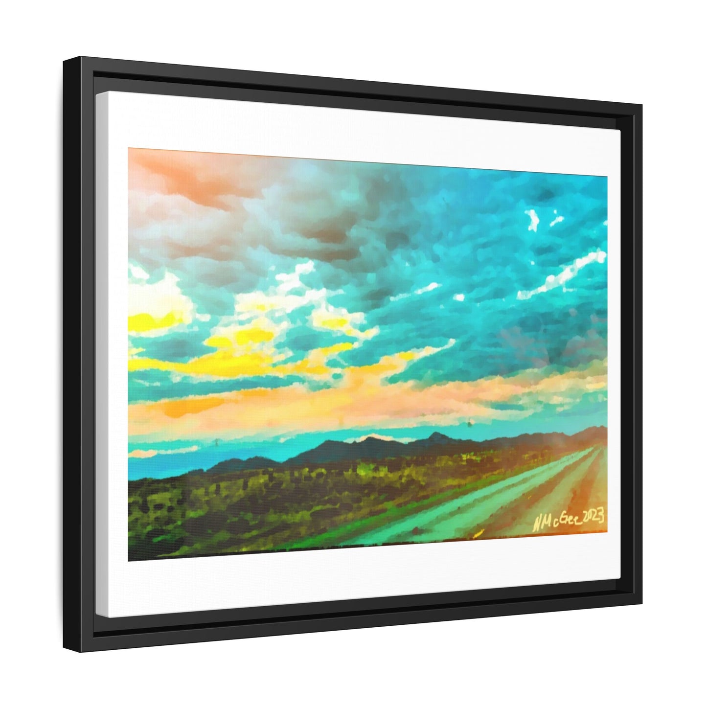 Black Frame Wyoming Landscape, Nature, America, Western, Artwork, Wall Art, Matte Print, Mountains, Gift, Sky, Colorful, Clouds, Sunset, Eco