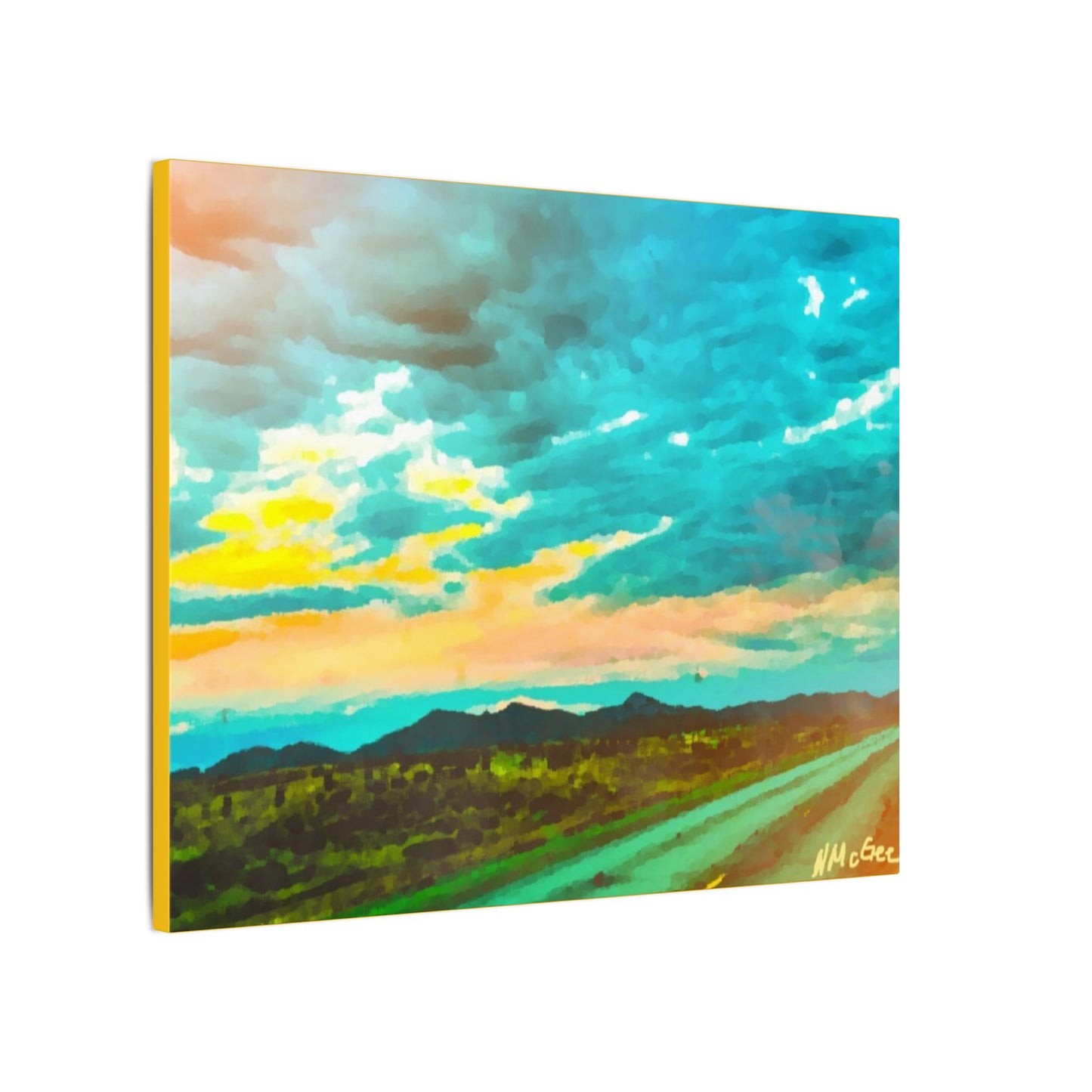 Canvas Wrap Wyoming Landscape, Nature, America, Western, Artwork, Wall Art, Print, Mountains, Gift, Sky, Colorful, Clouds, Sunset, Eco