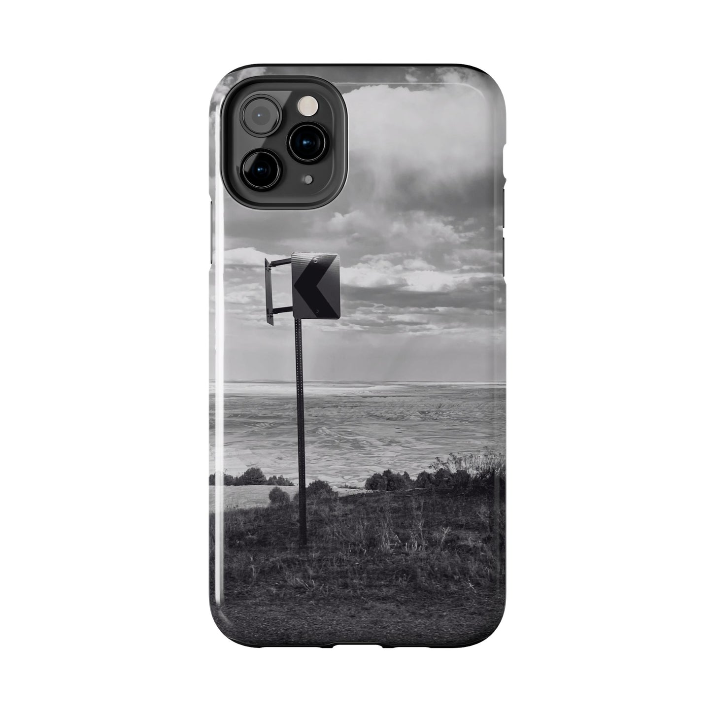 Road Sign Tough Phone Cases, iPhone & Samsung cases, wireless charging, black and white photo, nature, original art, gift birthday Christmas