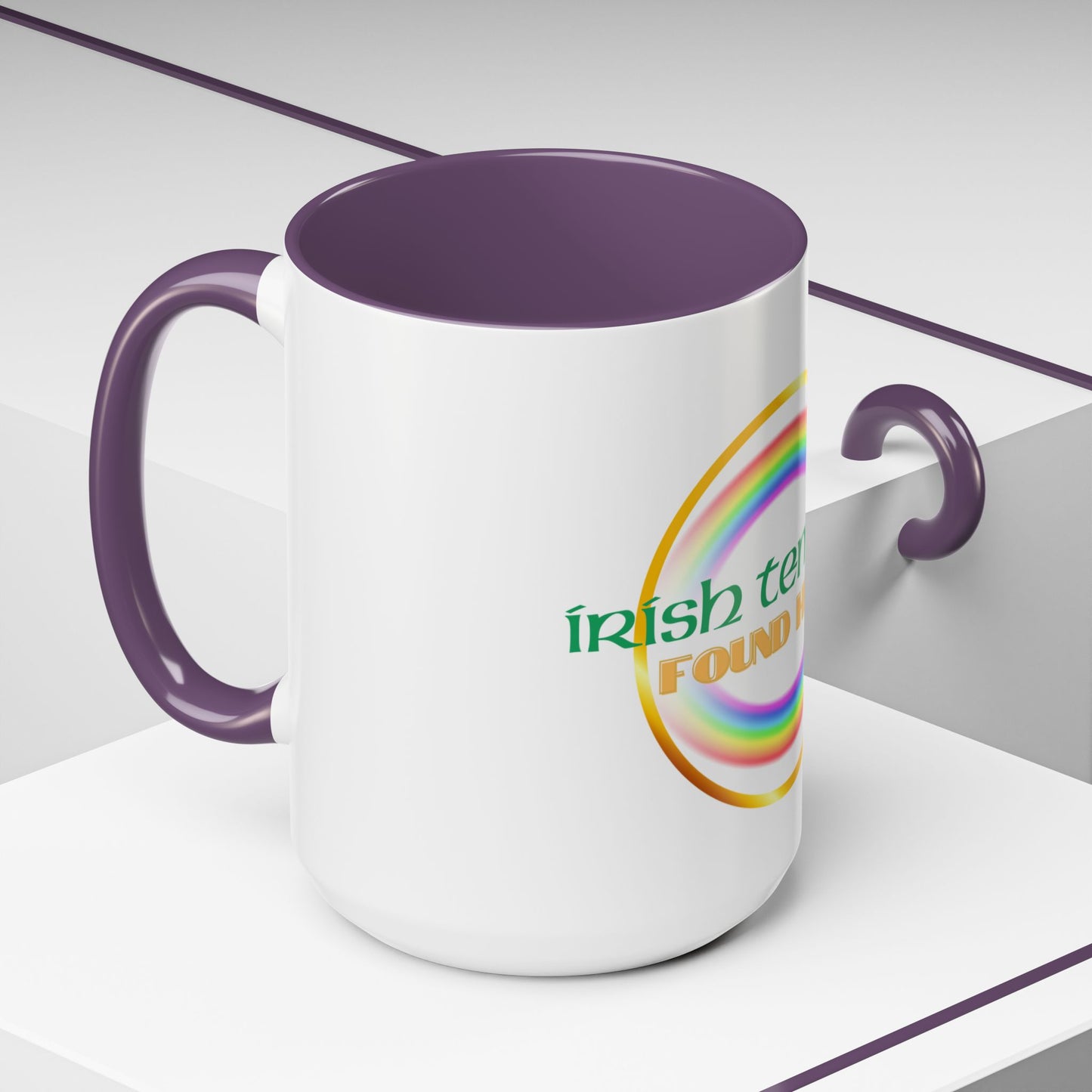 Coffee Mug - Irish Temper Found Here, Rainbow Design, BPA-Free Ceramic, St Patricks Gift