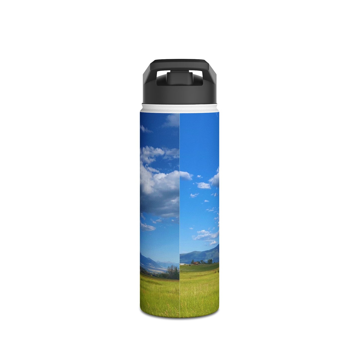 Western Landscape Stainless Steel Water Bottle, Mountains, Sky, Clouds, Original Photo Artwork, Gift, Nature, Beautiful Day, BPA-free